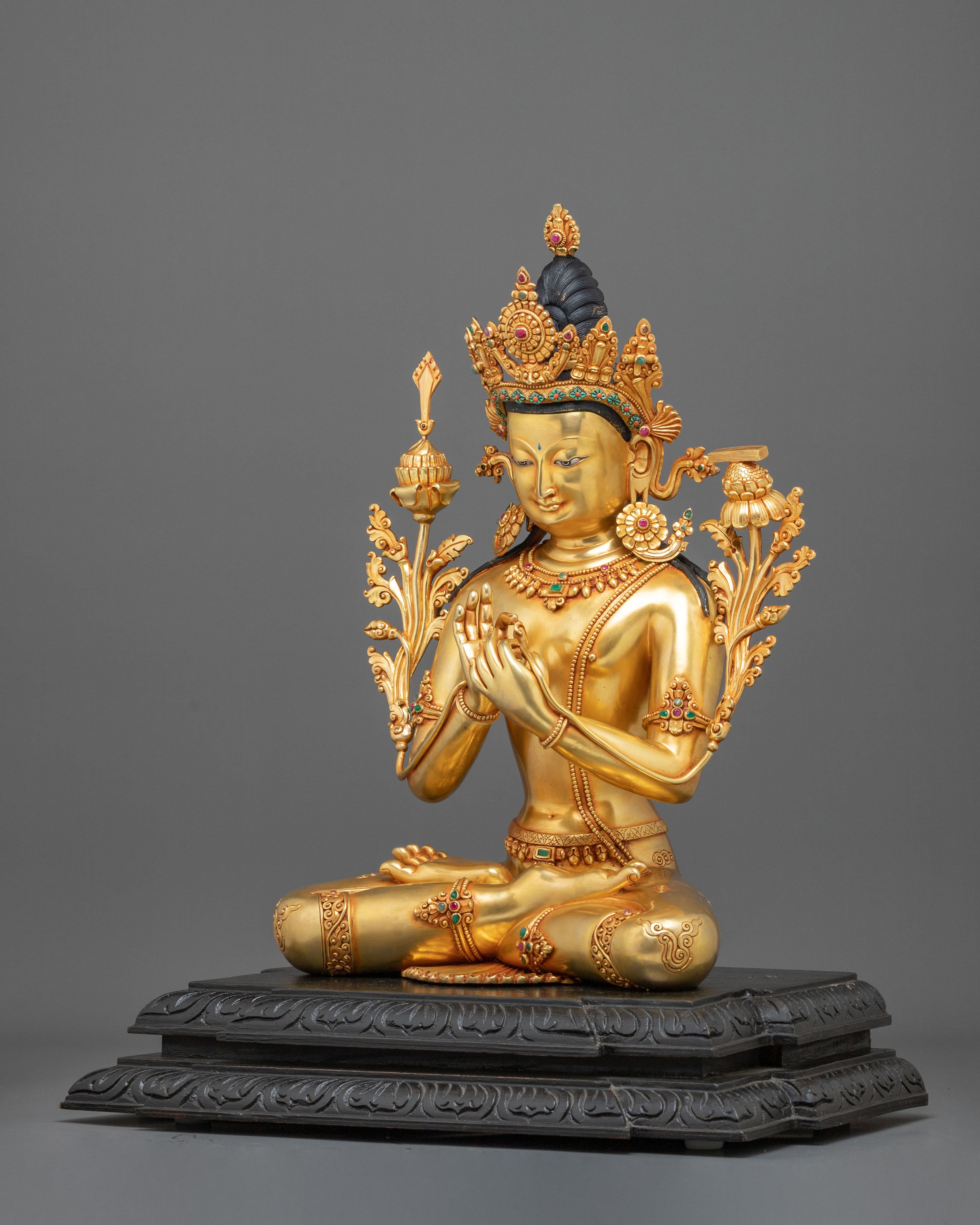 Tikshna Manjushri 24K Gold Gilded Statue | Made in Nepal