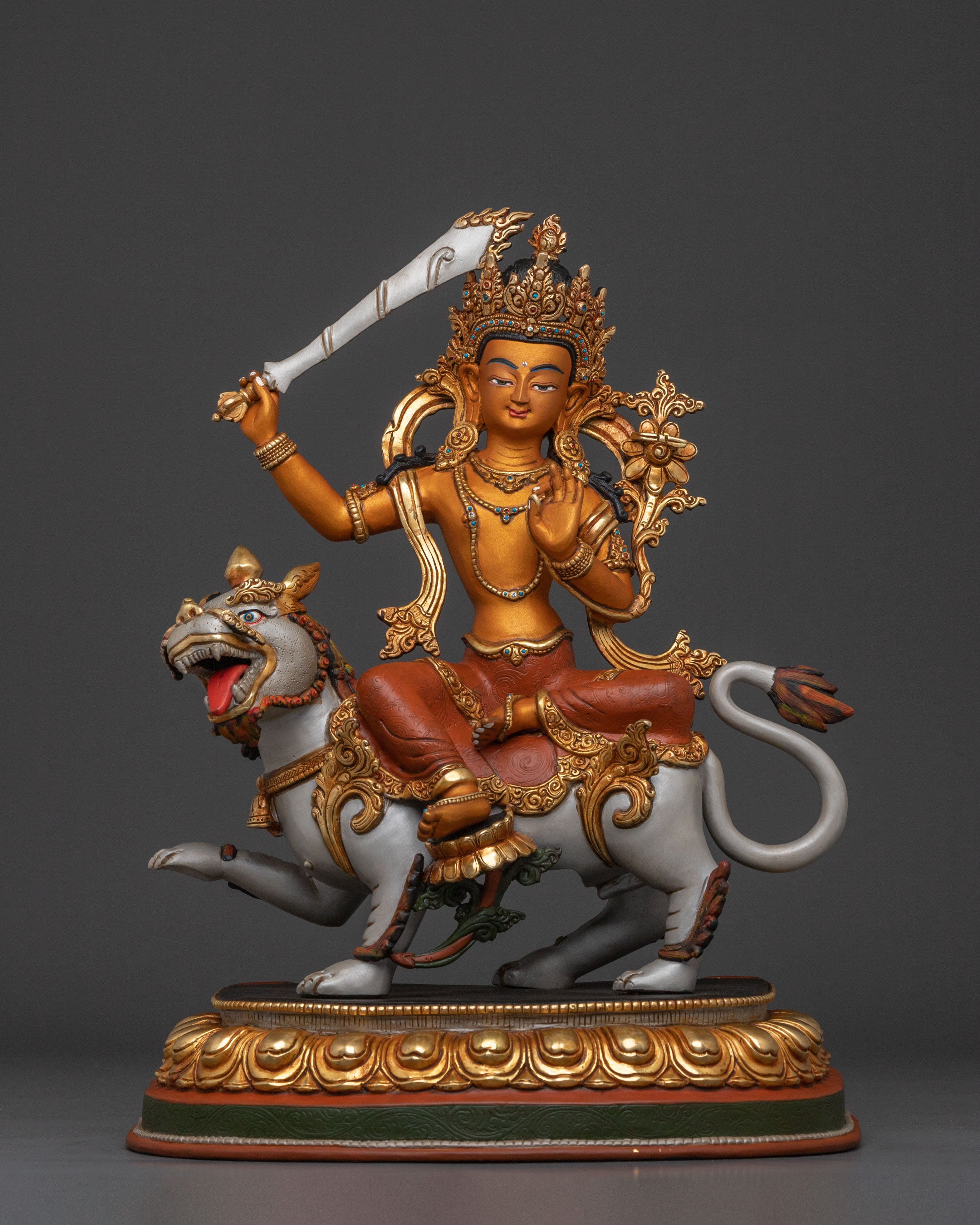 Simhanada Manjushri Statue | Tibetan Buddhist Bodhisattva