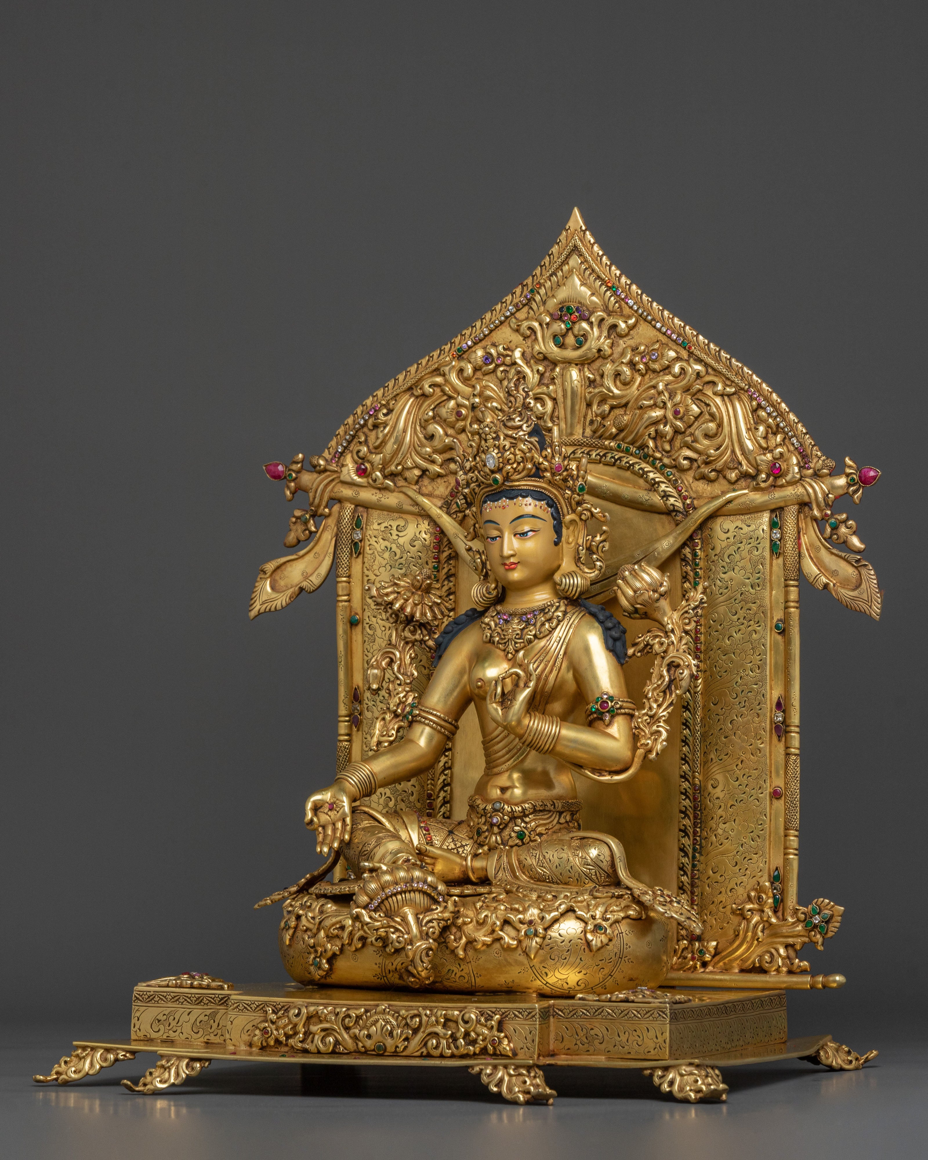 Green Tara Sacred Figurine on Throne | Home Decor