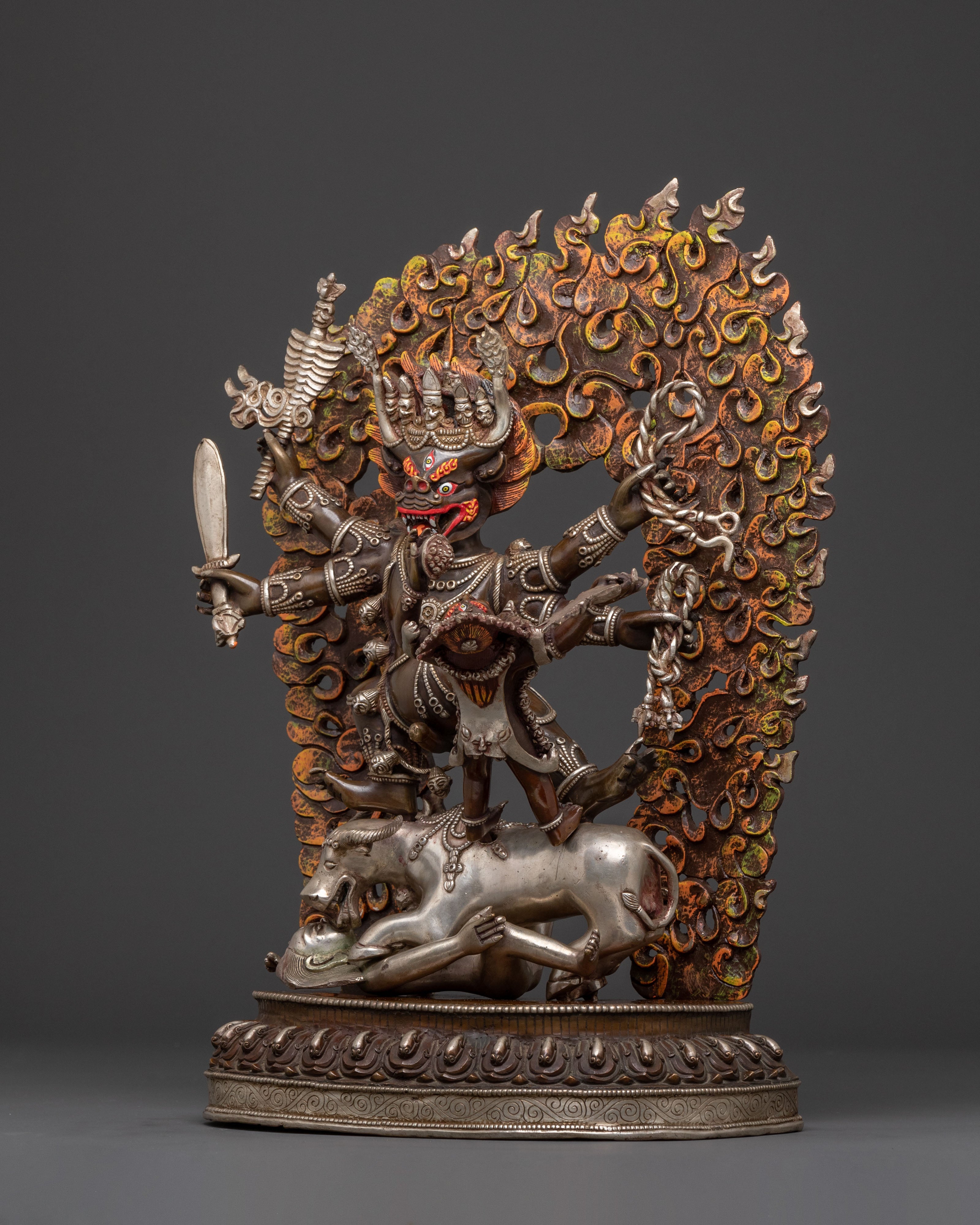 Handcrafted Statue of Yamantaka With Consort – Oxidized Copper Art