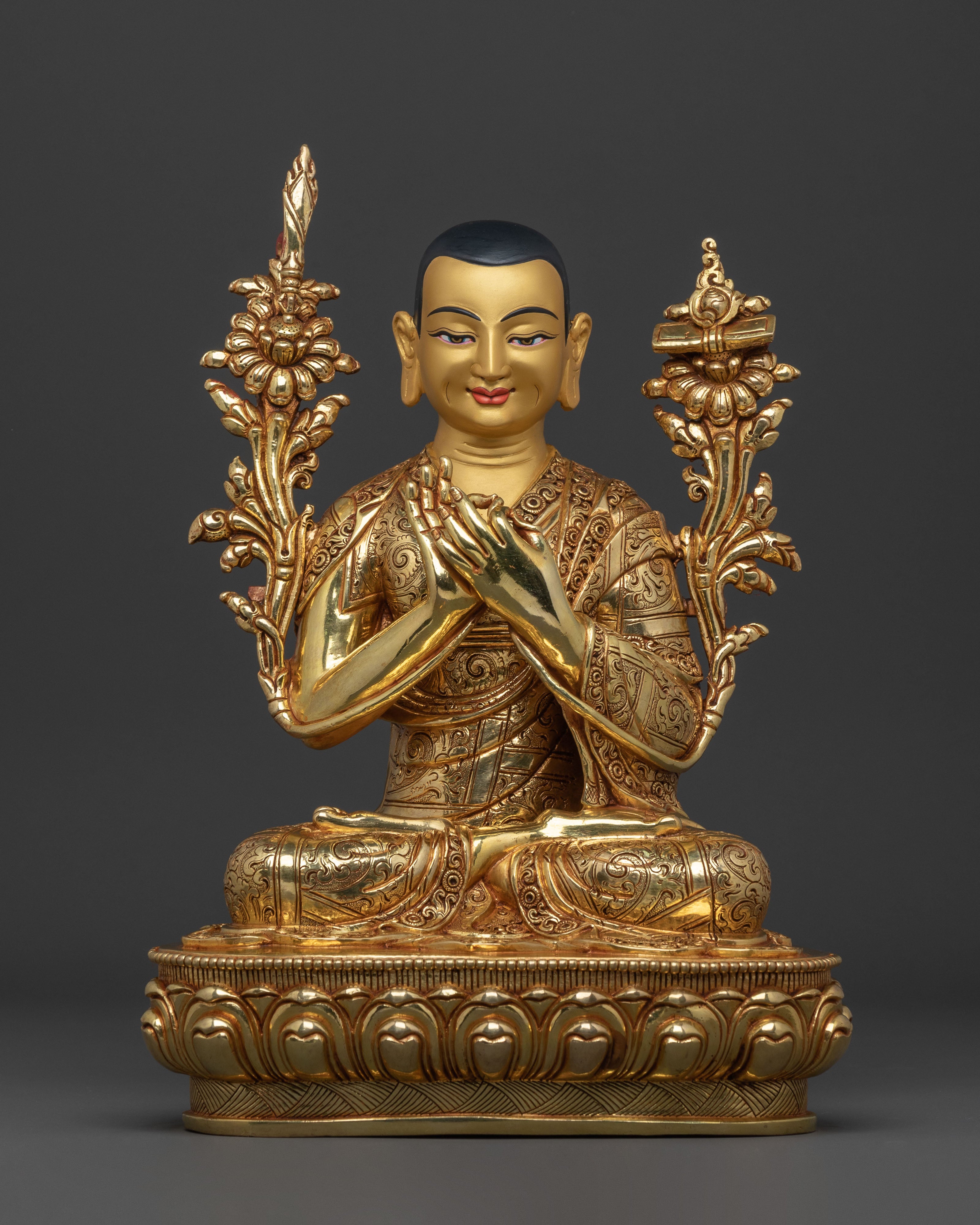 Buddhist Statue Set of Tsongkhapa with Disciples – Gilded Copper Masterpiece
