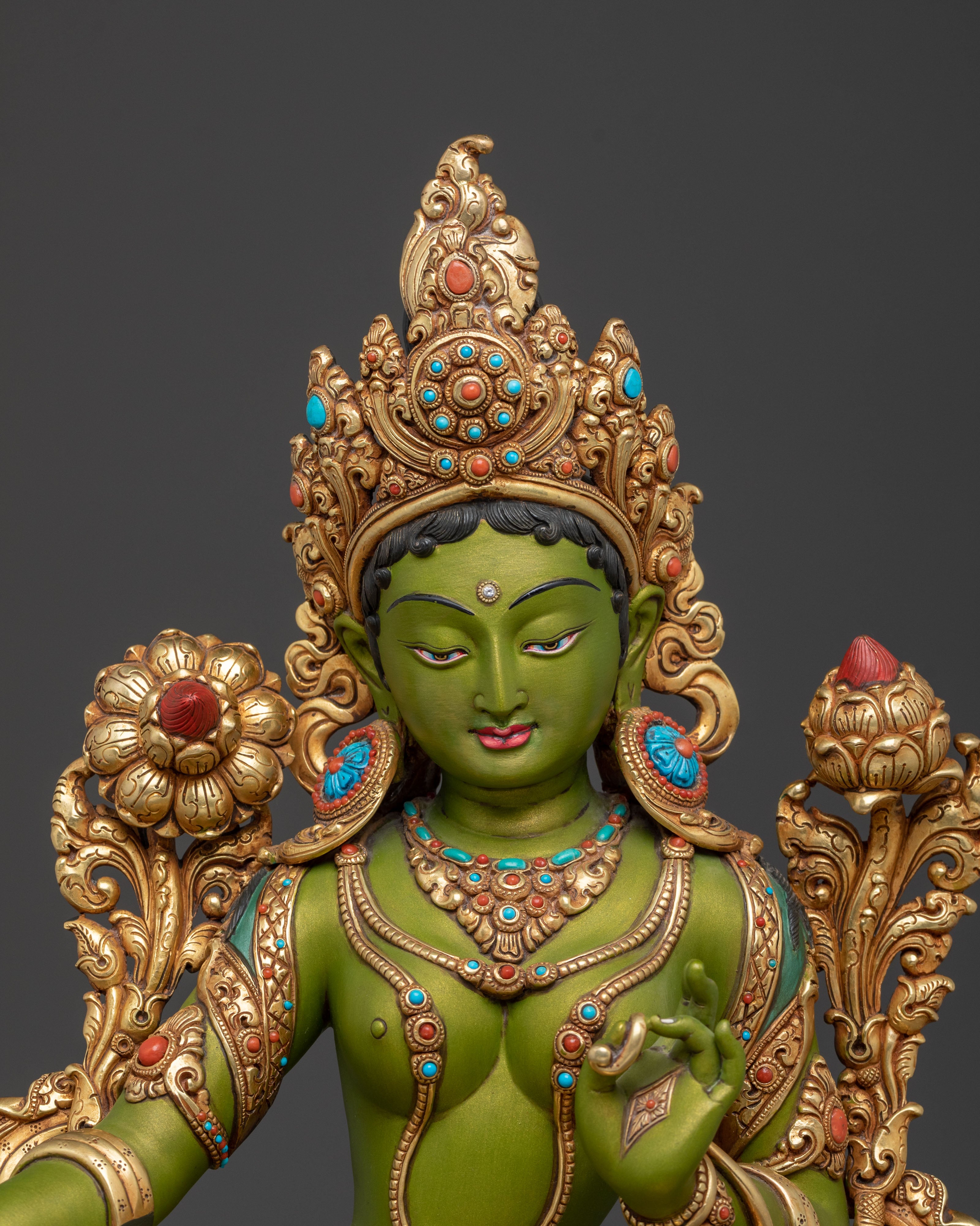 Buddhist Green Tara Compassion Statue | Meditation Altar Decor