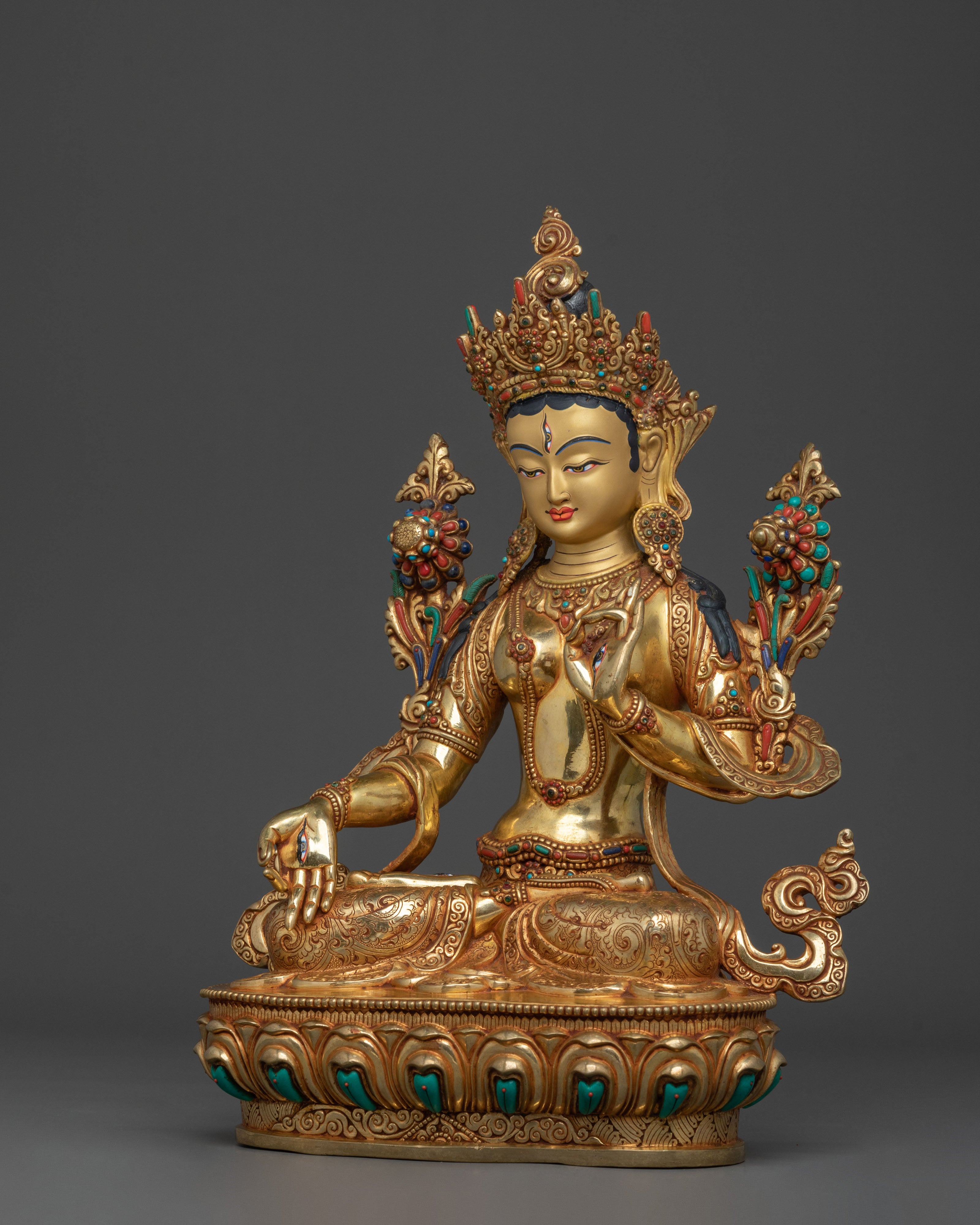 Hand-Carved White Tara Statue | Altar Home Decor