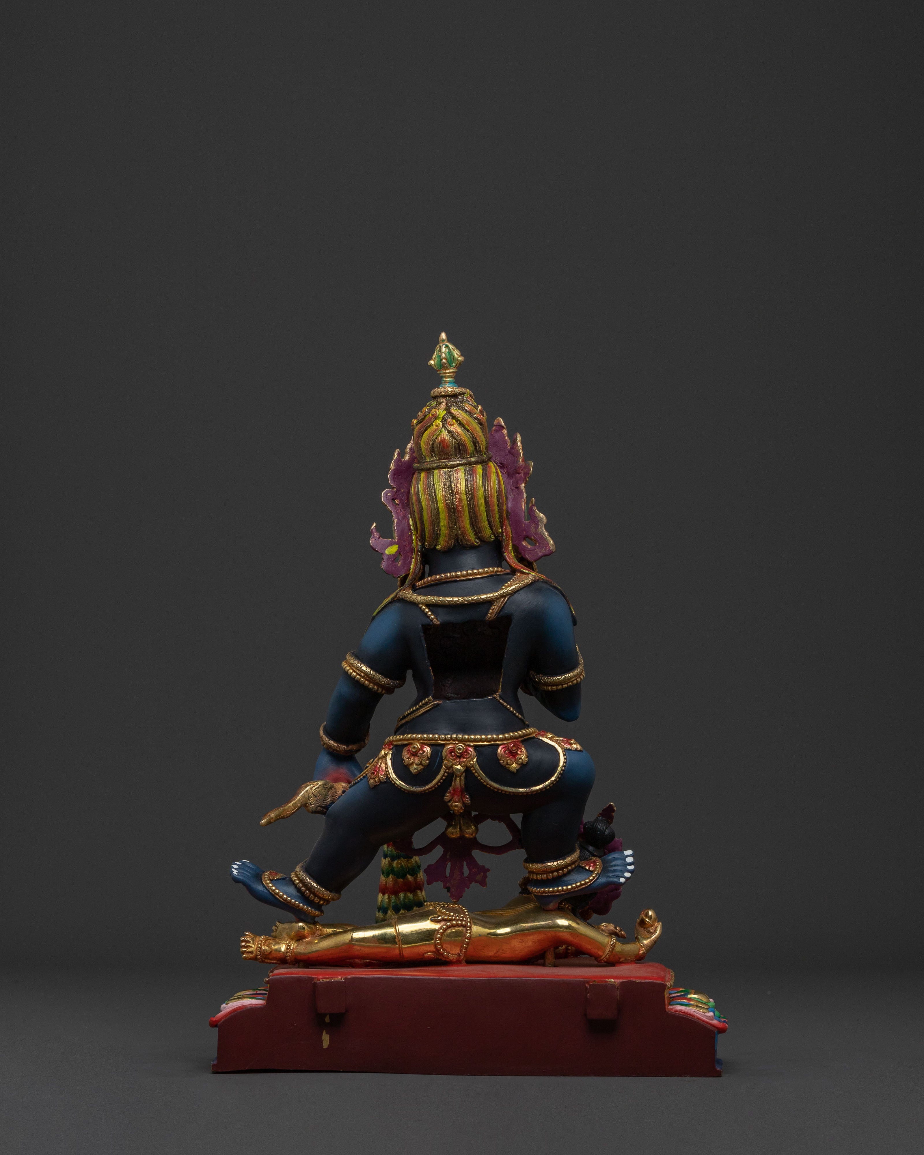 Black Dzambhala Wealth Deity Statue for Rituals
