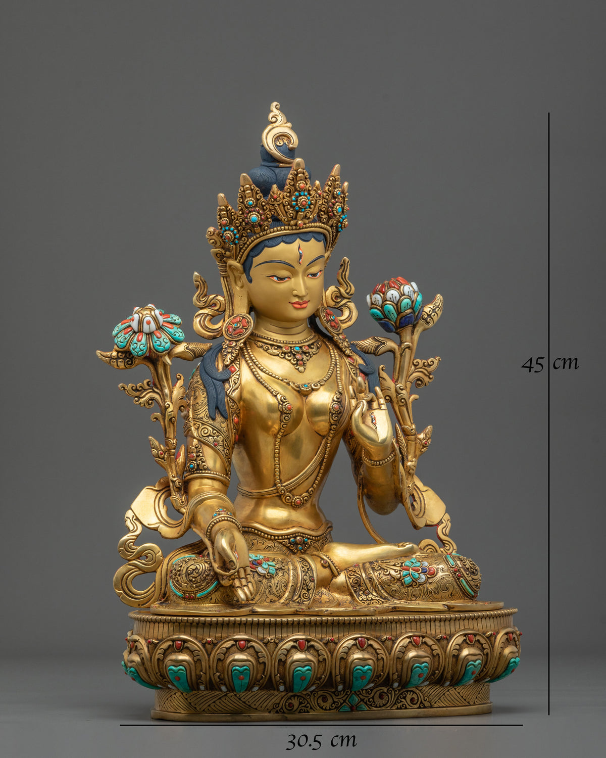 Seven Eyed Deity White Tara Sculpture | Symbol of Healing and Longevity