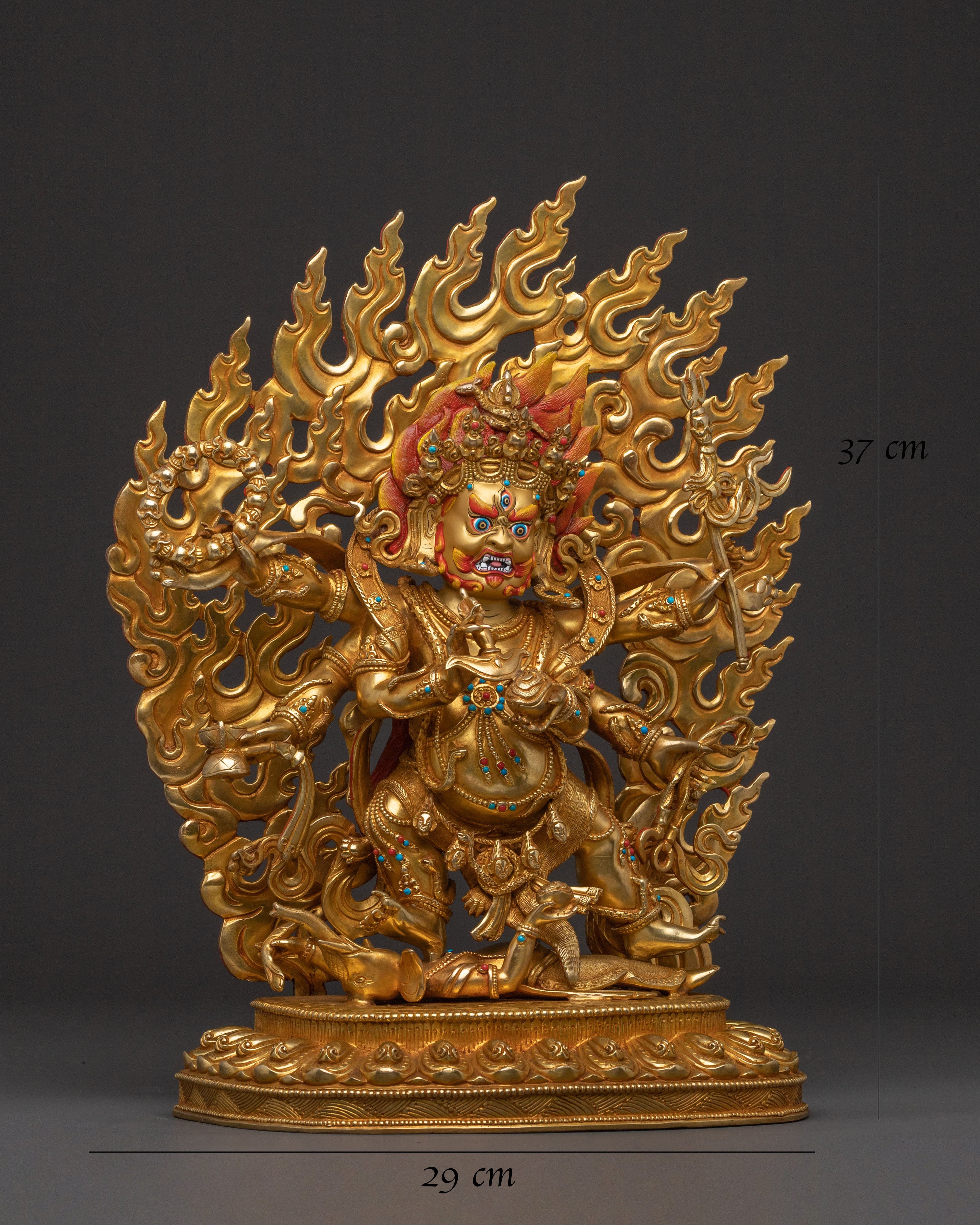 Six Armed Mahakala Traditional Statue | Sacred Icon