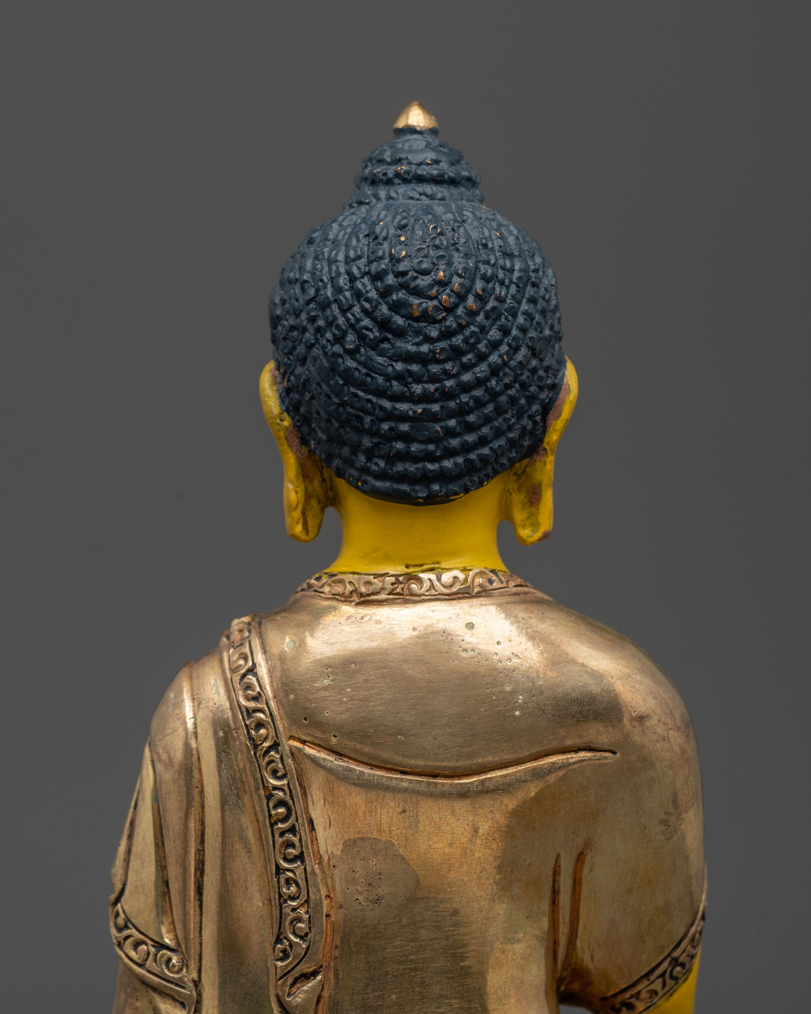 Historical Buddha Shakyamuni Meditation Sculpture in 24K Gold