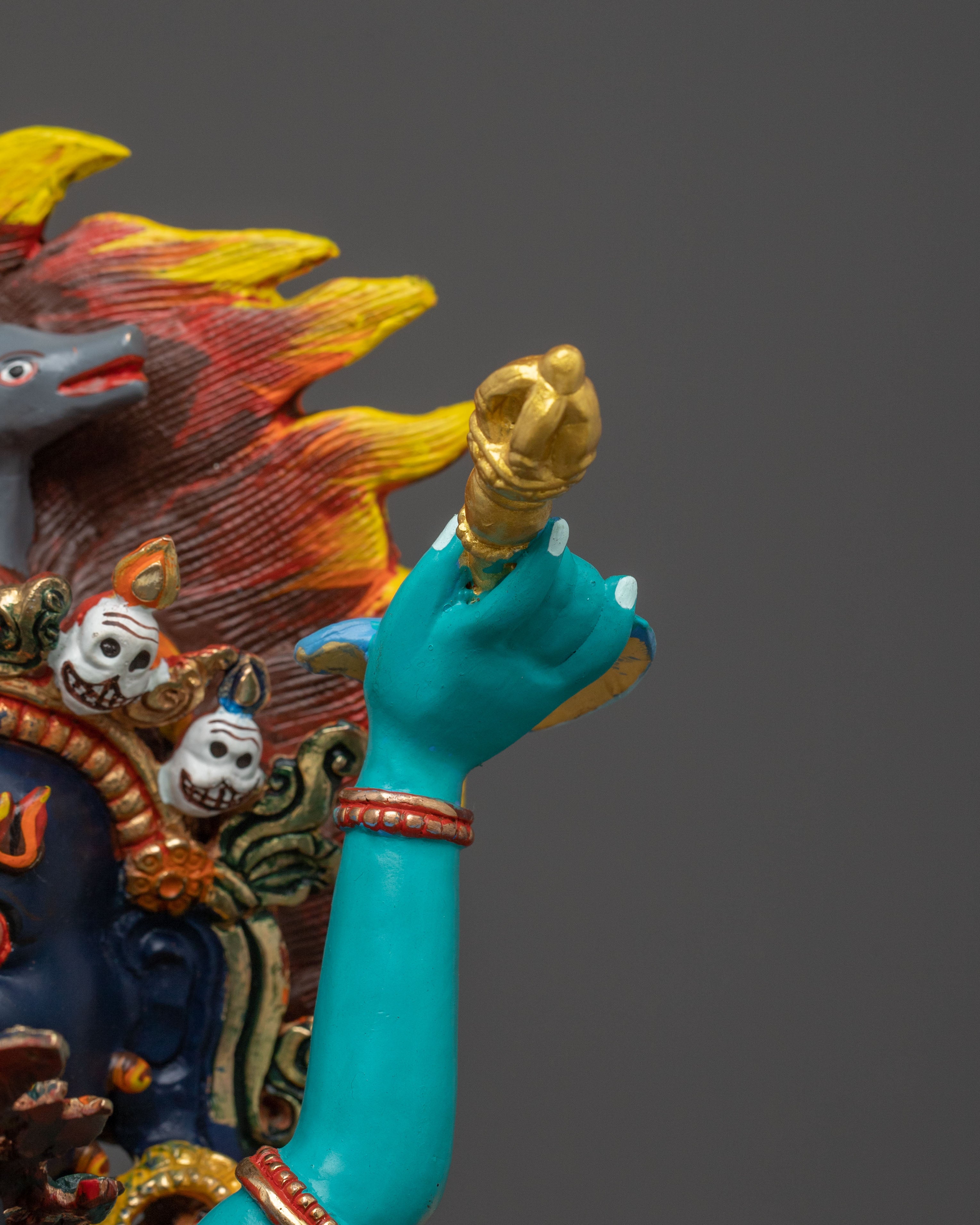 Mahakala Bernakchen Statue With Consort | Wrathful Protector