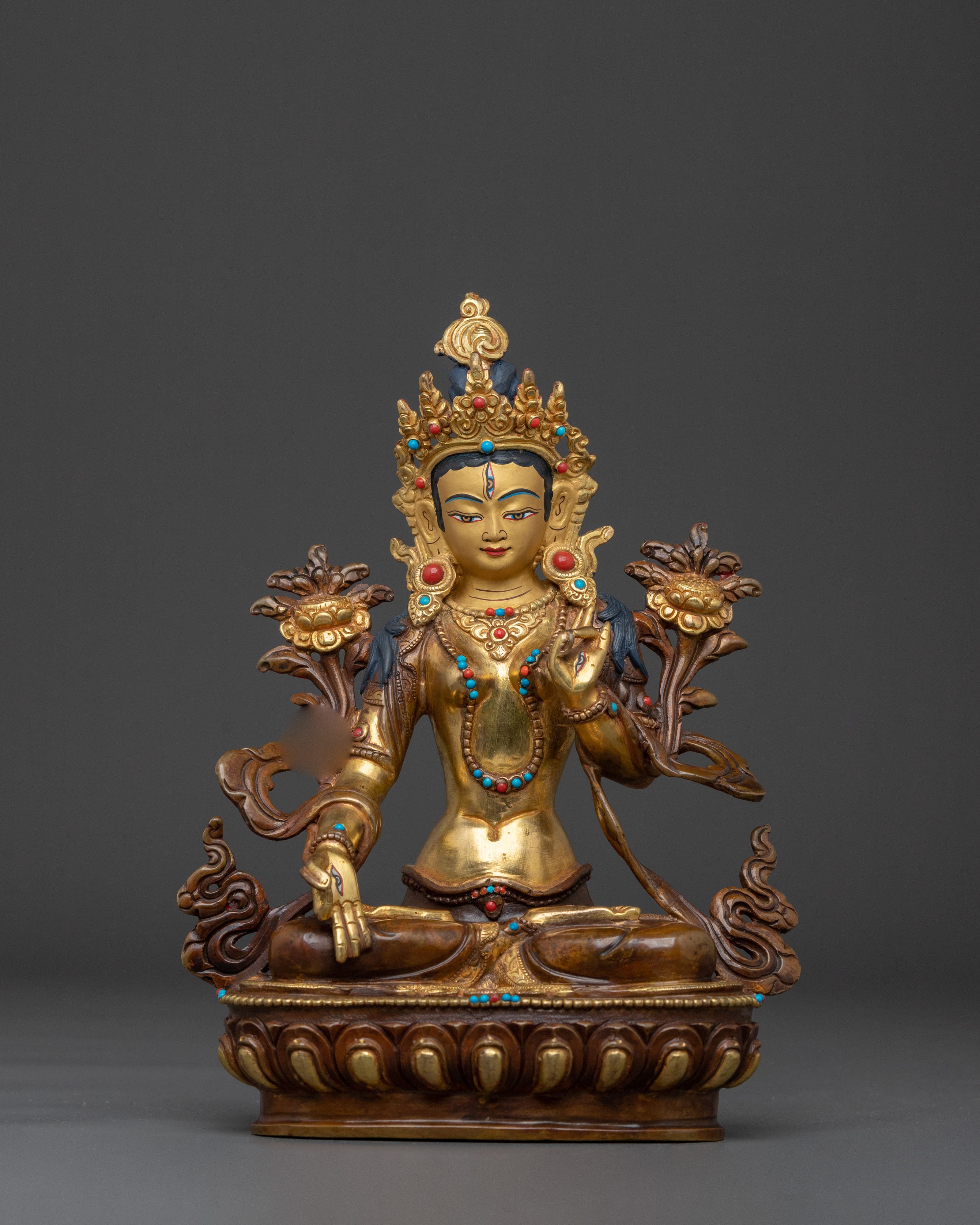 Meditation Goddess White Tara Sacred Statue