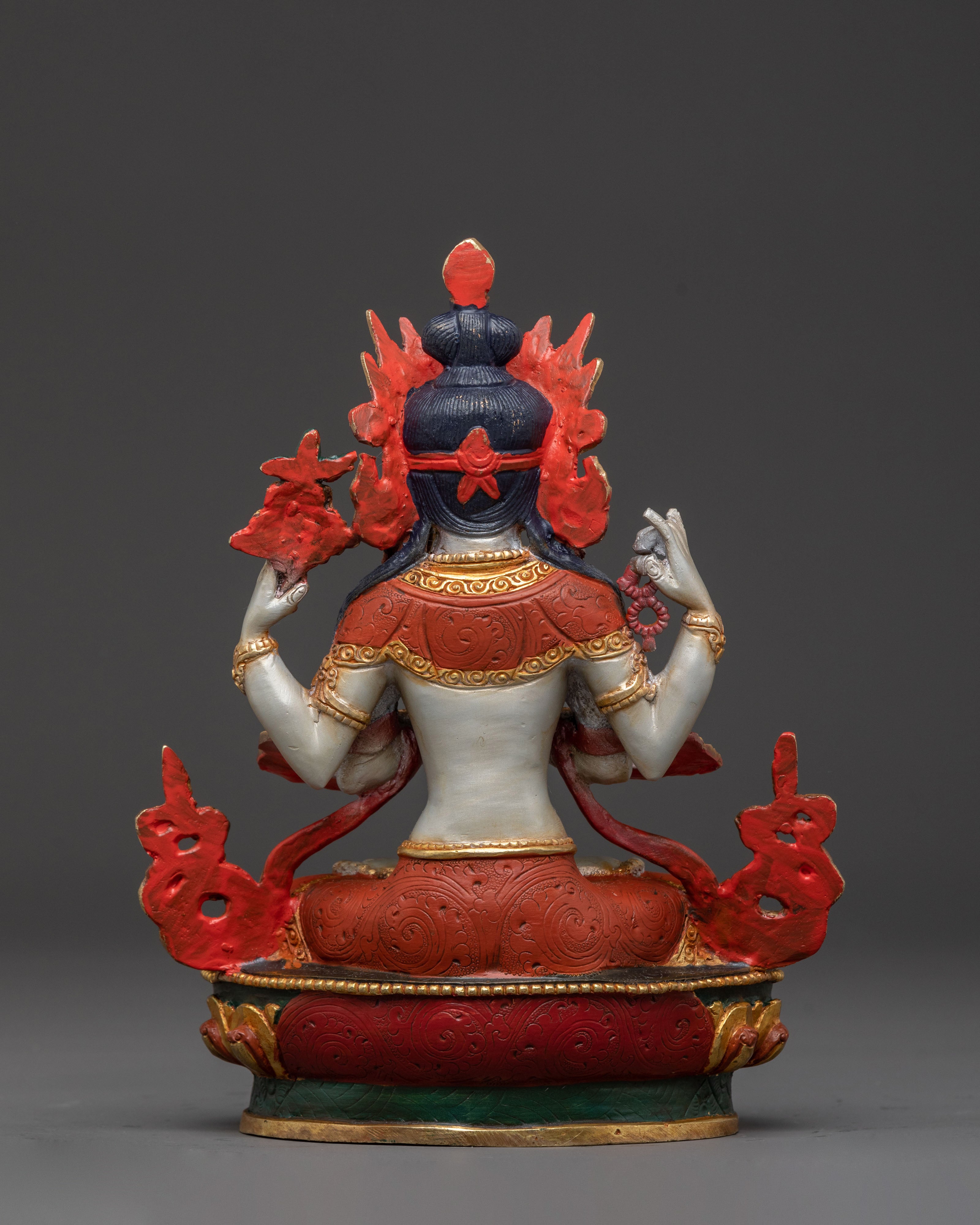 Handcrafted 24K Gold Gilded Chenrezig Statue | Serene Copper Art