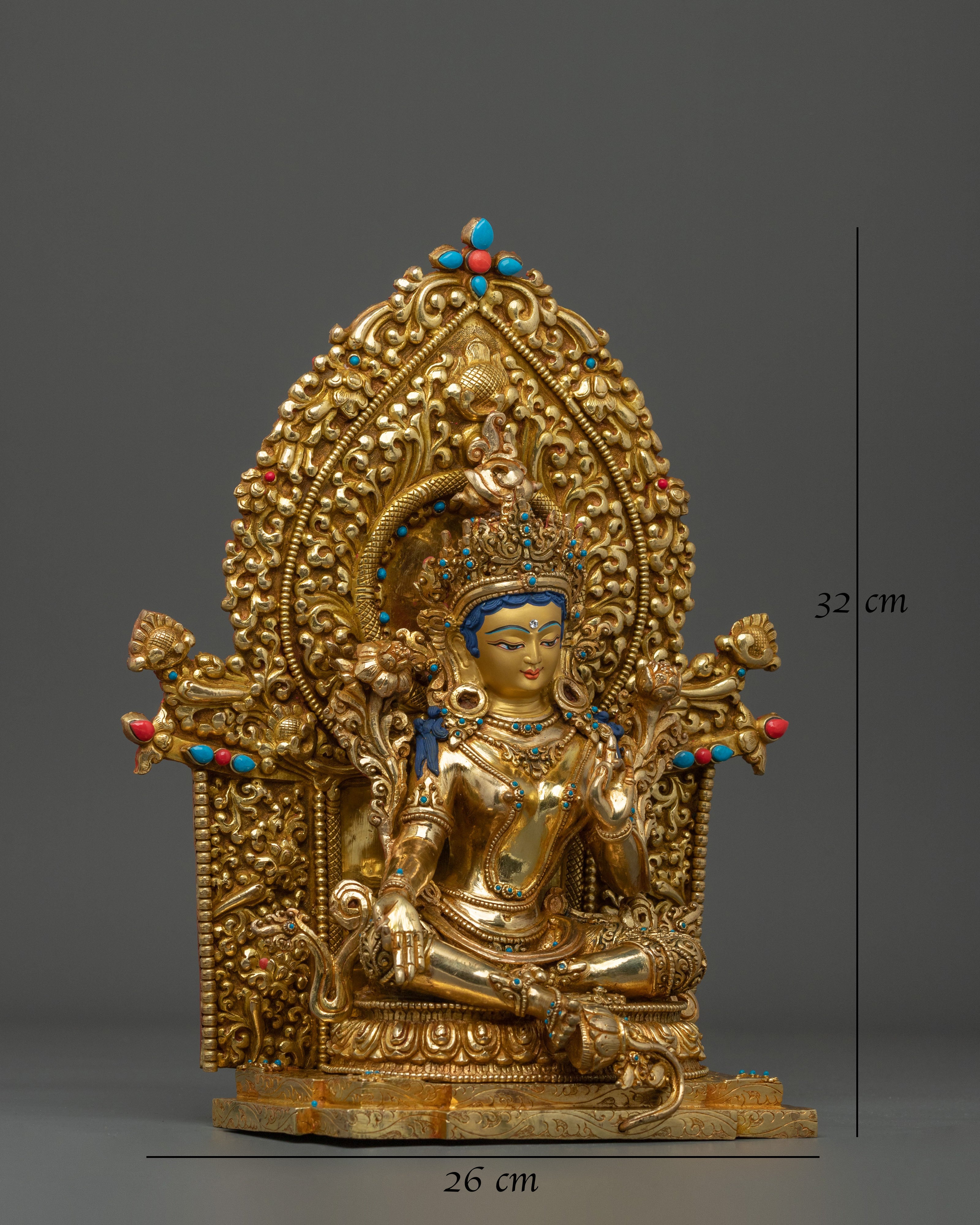 Green Tara  Healing Figurine | 24K Gold Glided