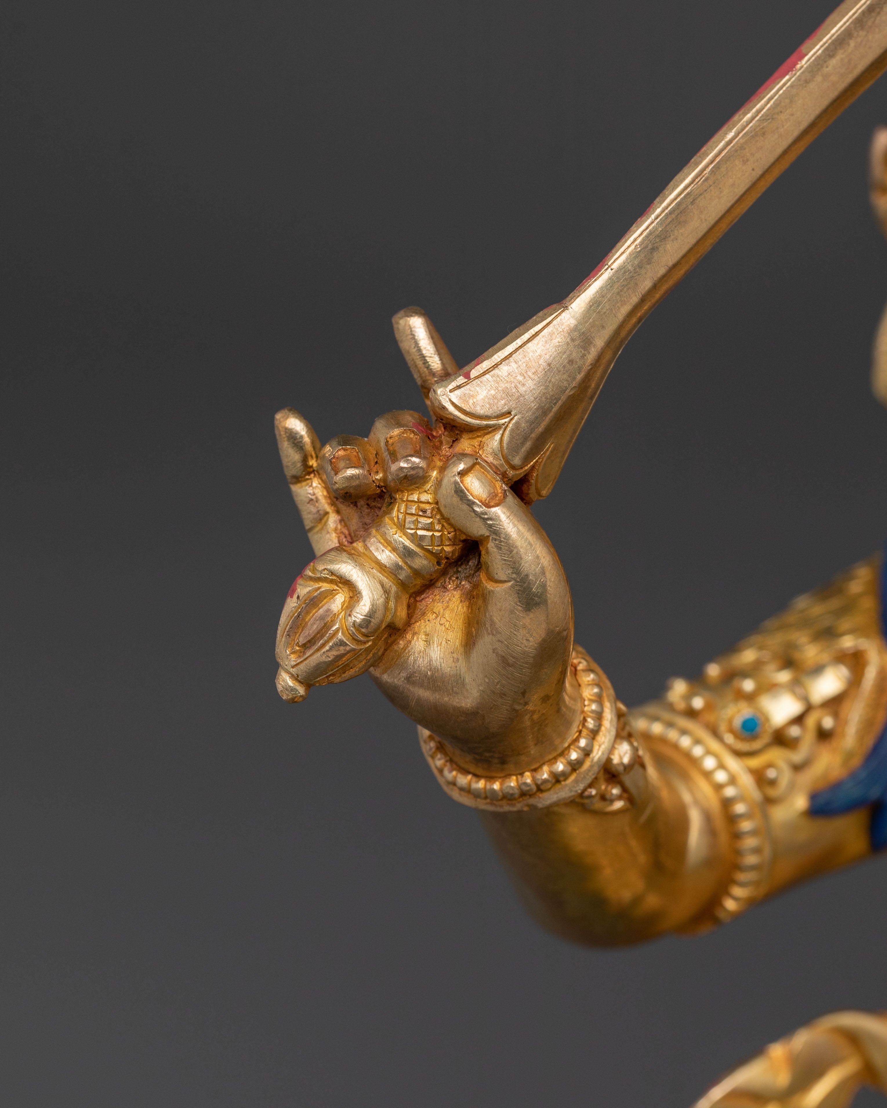 Handmade 24K Gold Gilded Manjushri Statue