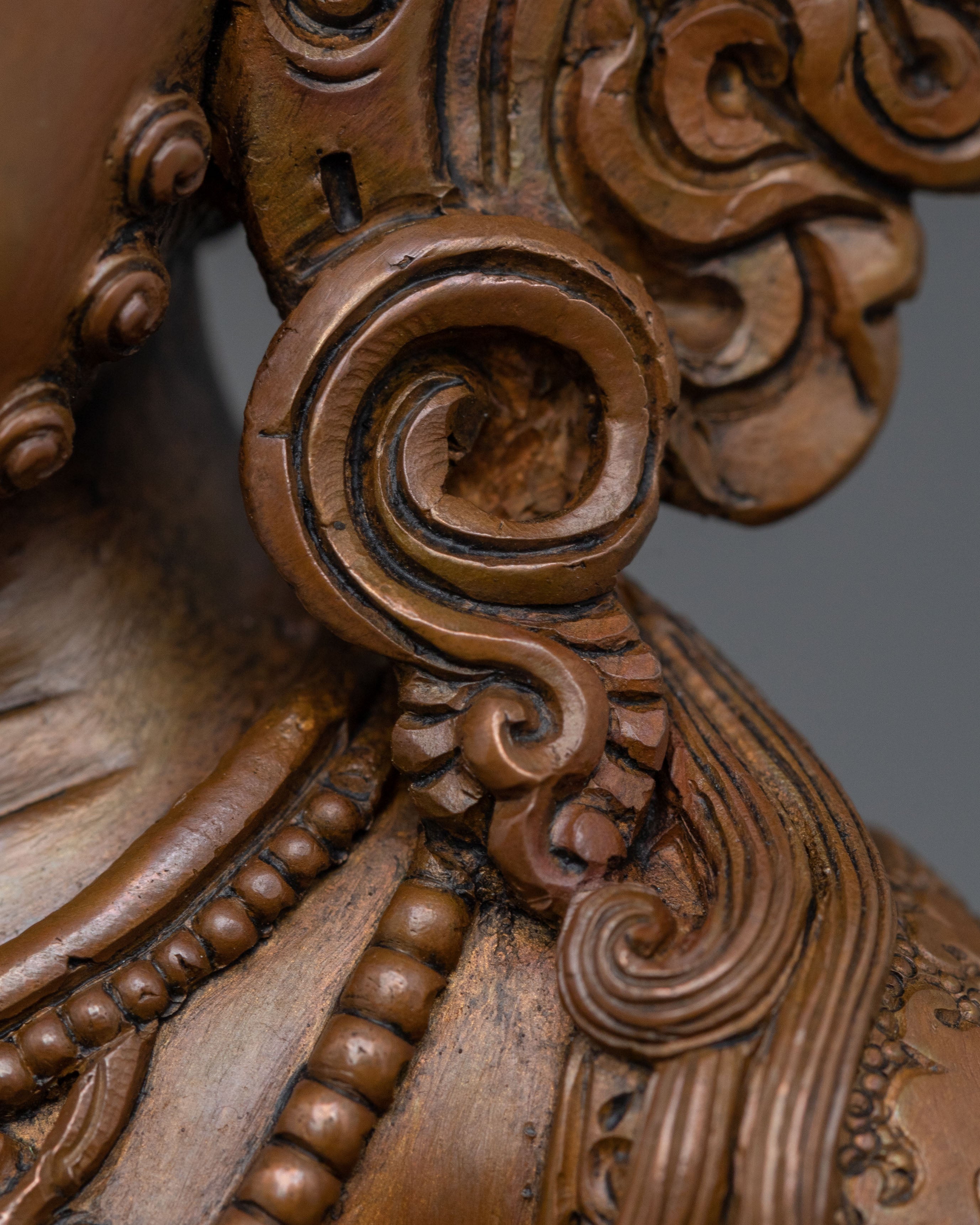 Handmade Dzambhala Wealth Deity Sculpture: Oxidized Copper Statue