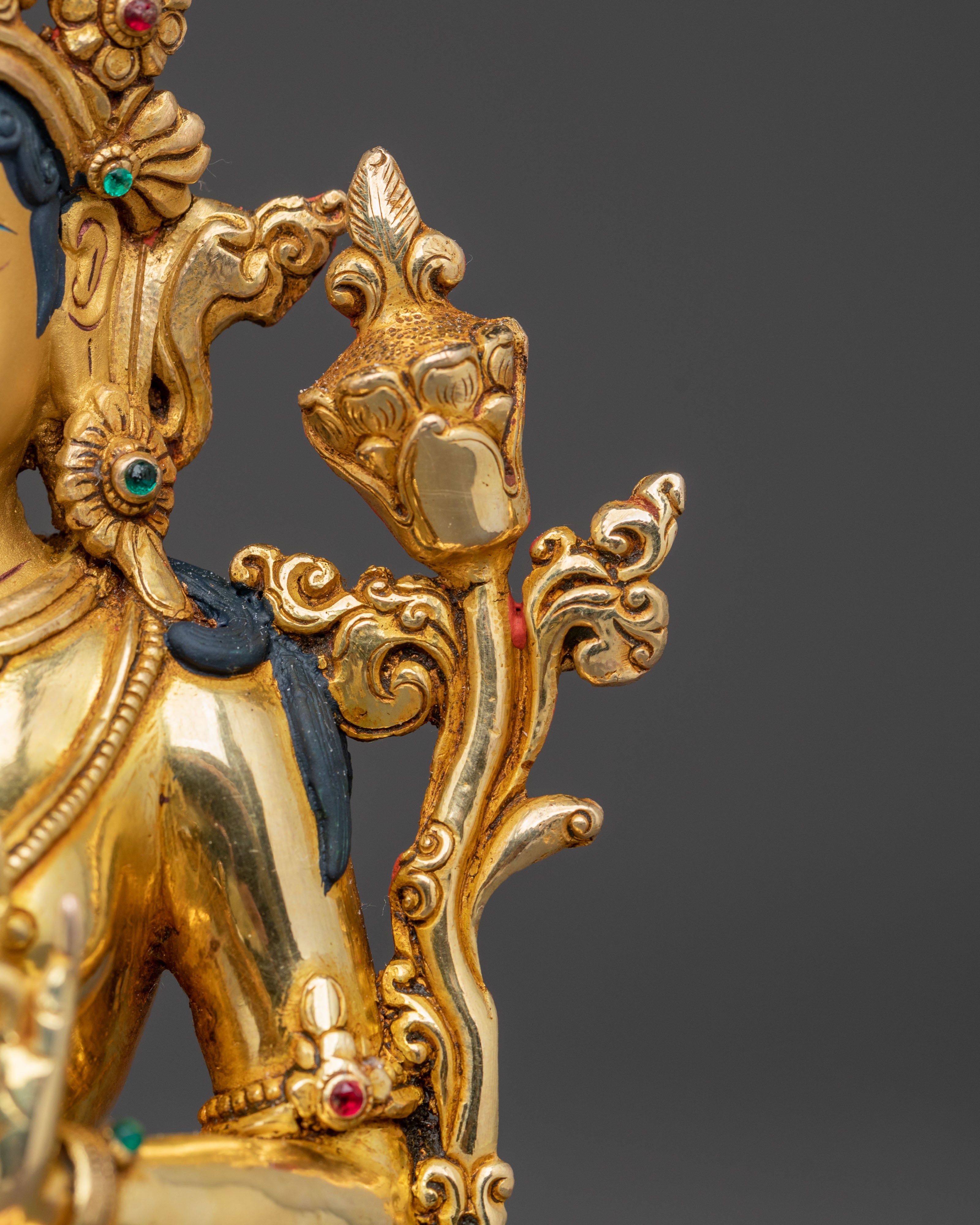 Spiritual Green Tara Compassion Statue | Gold Gilded Statue