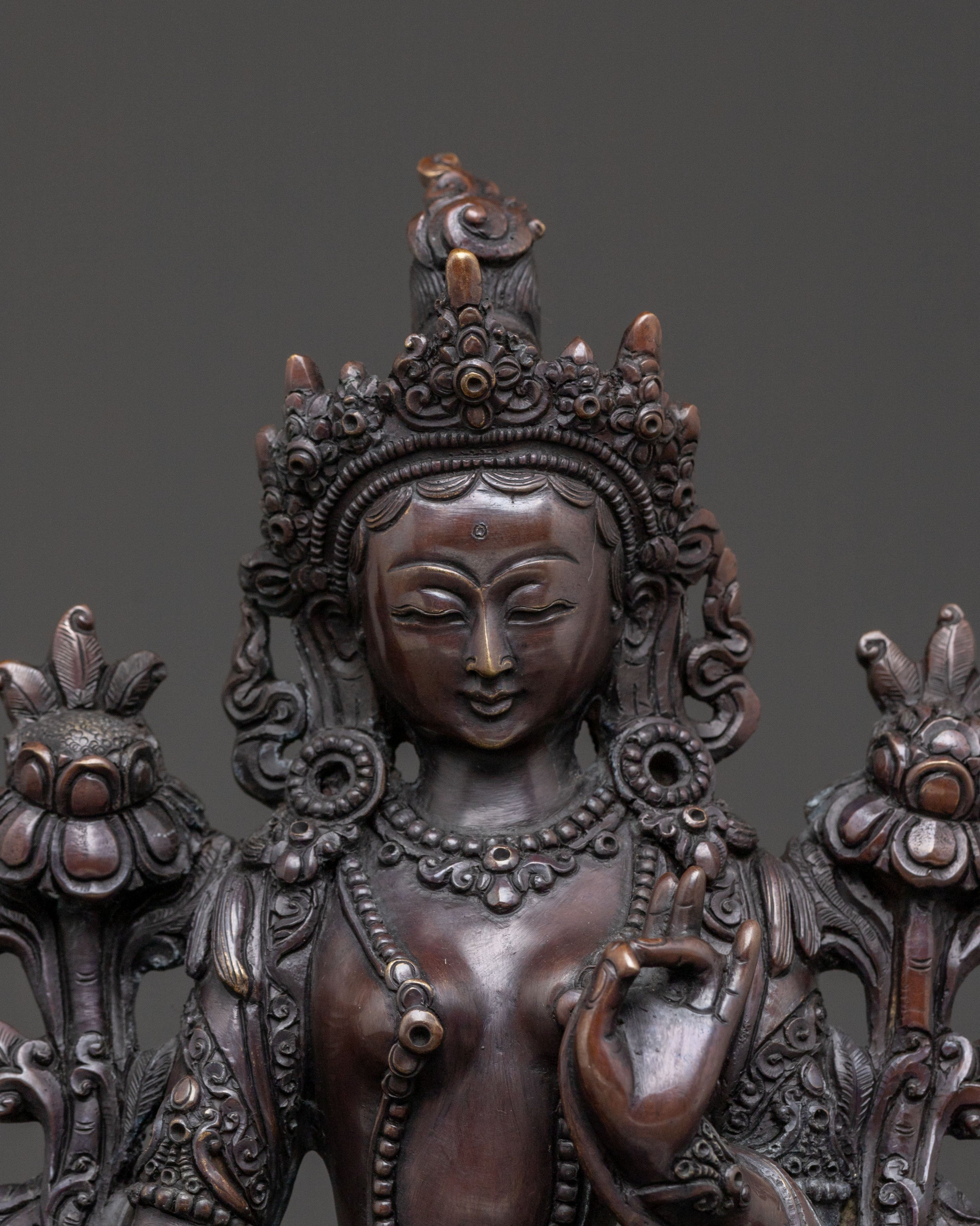 Green Tara Statue | Handcrafted Oxidized Copper Art