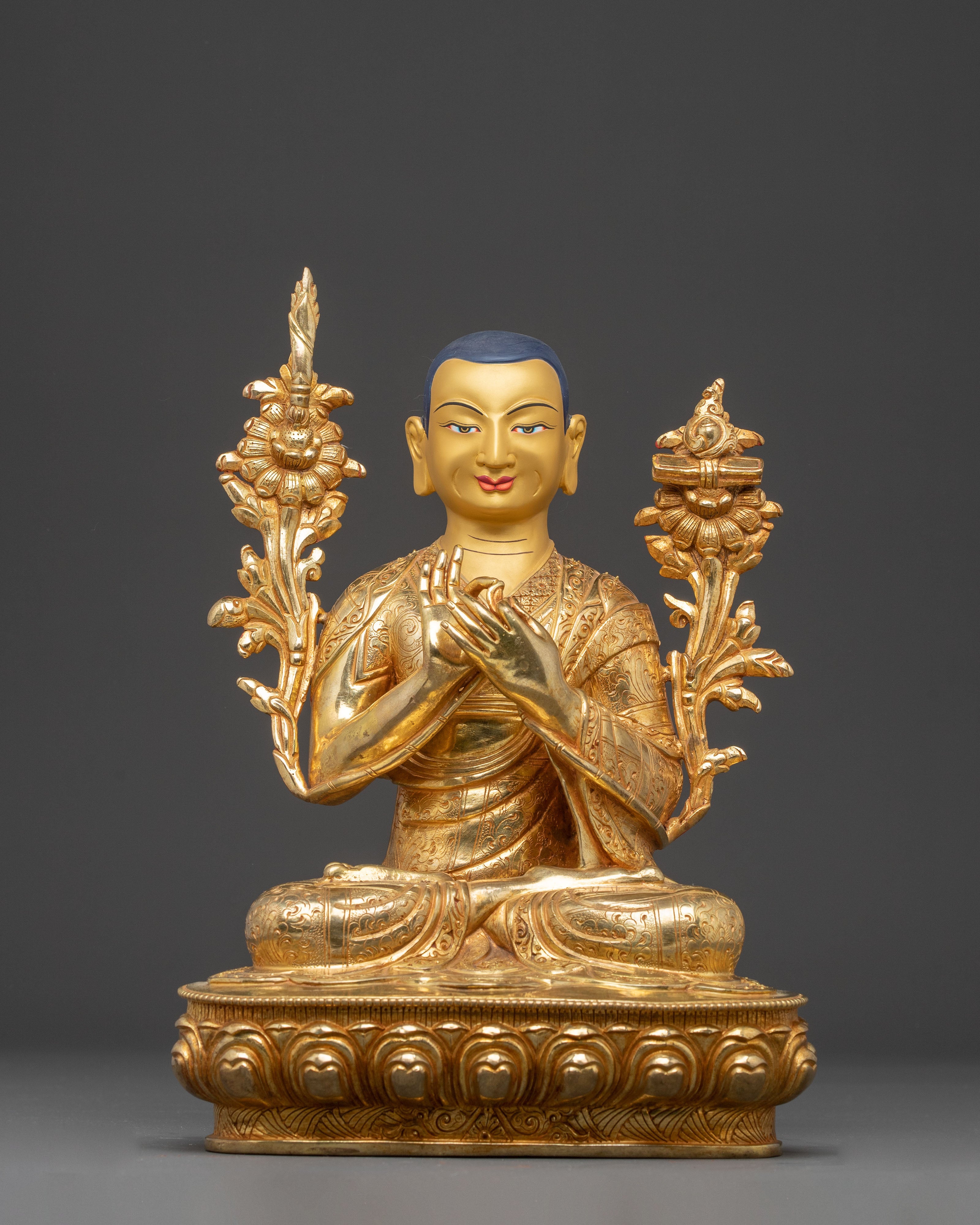 Tsongkhapa Golden Statue Set | Three Great Masters of Gelugpa