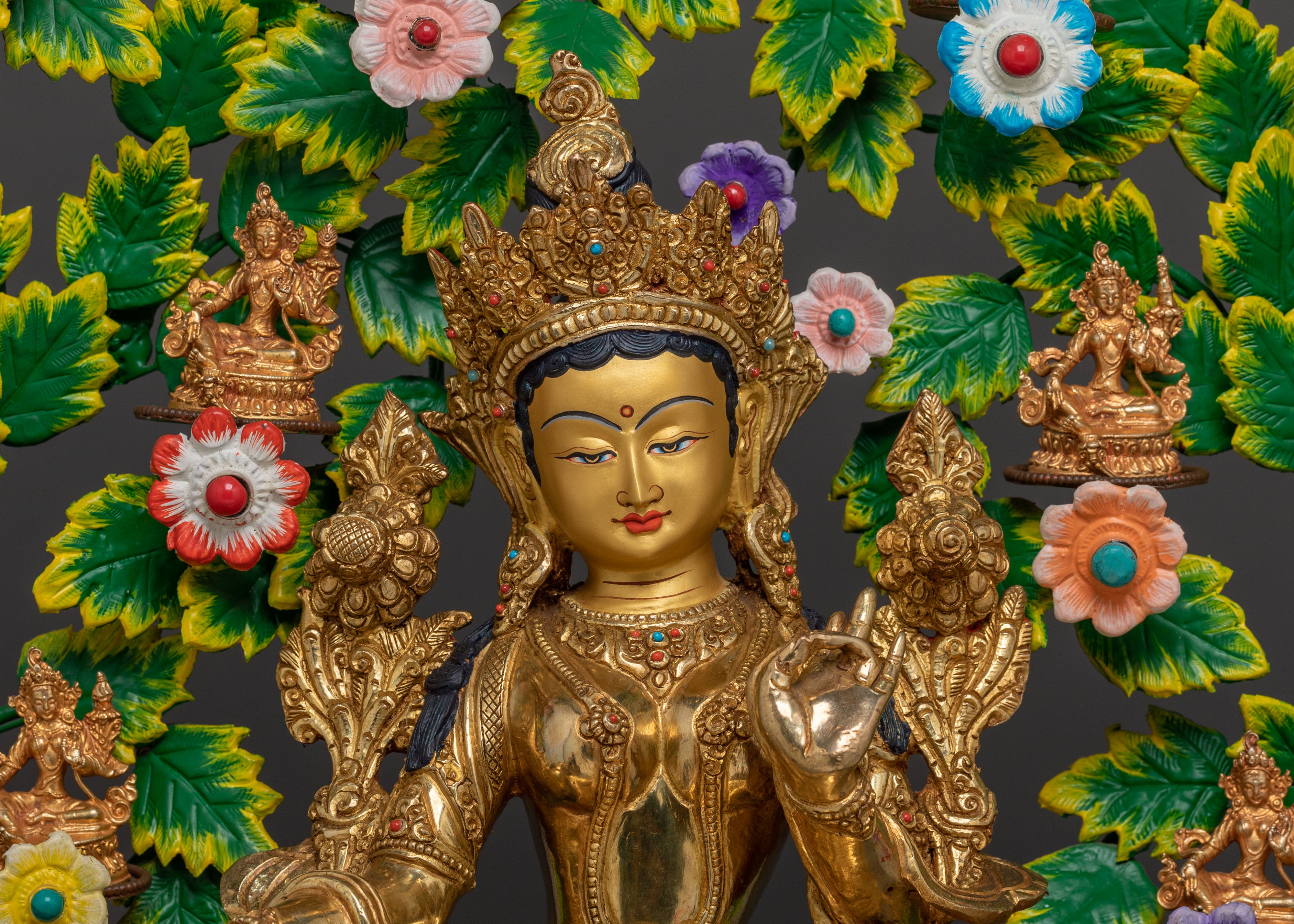 Twenty One Tara Buddhist Goddess Statue Set in 24K Gold