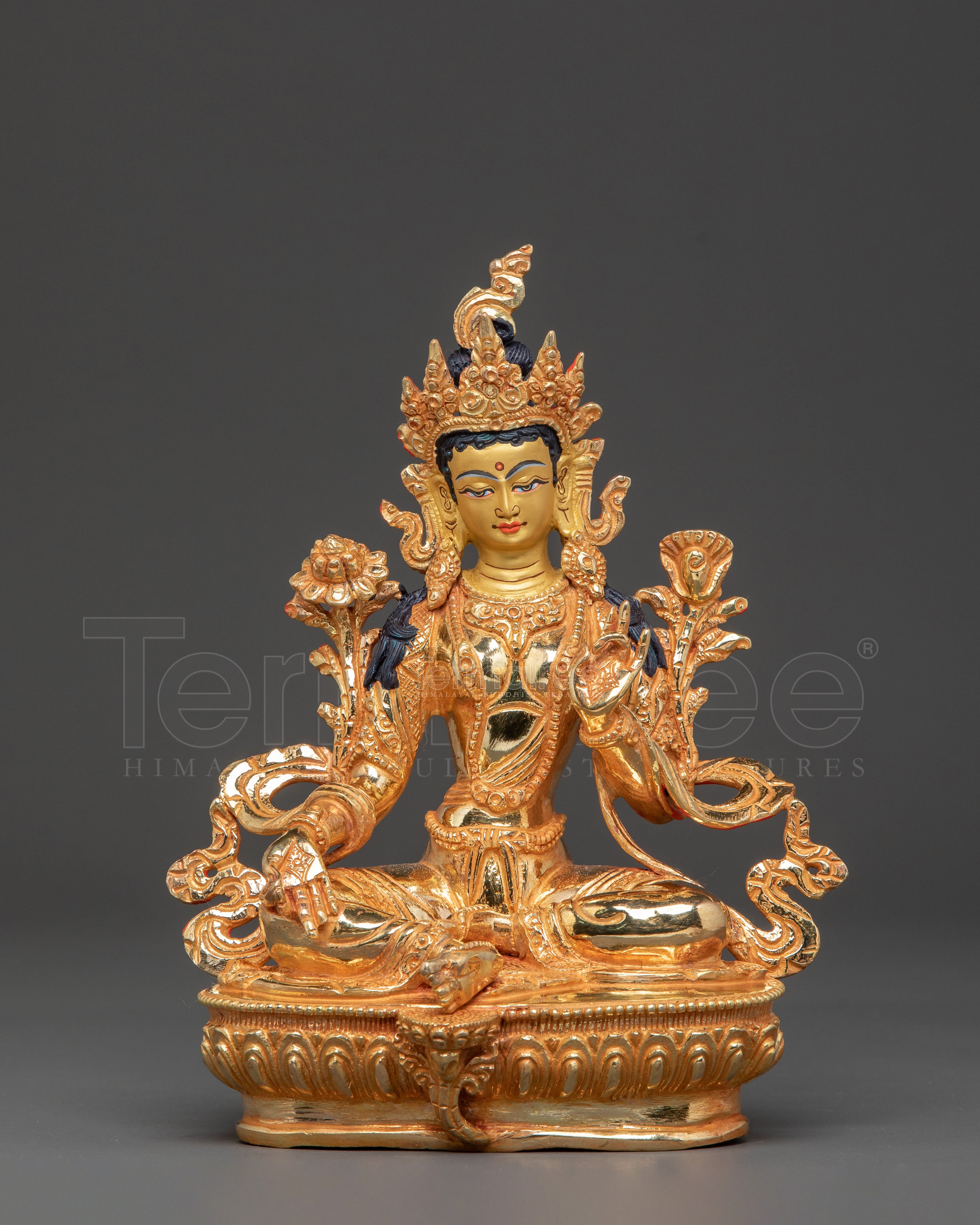Divine Shyama Tara Golden Statue – Handcrafted Serenity