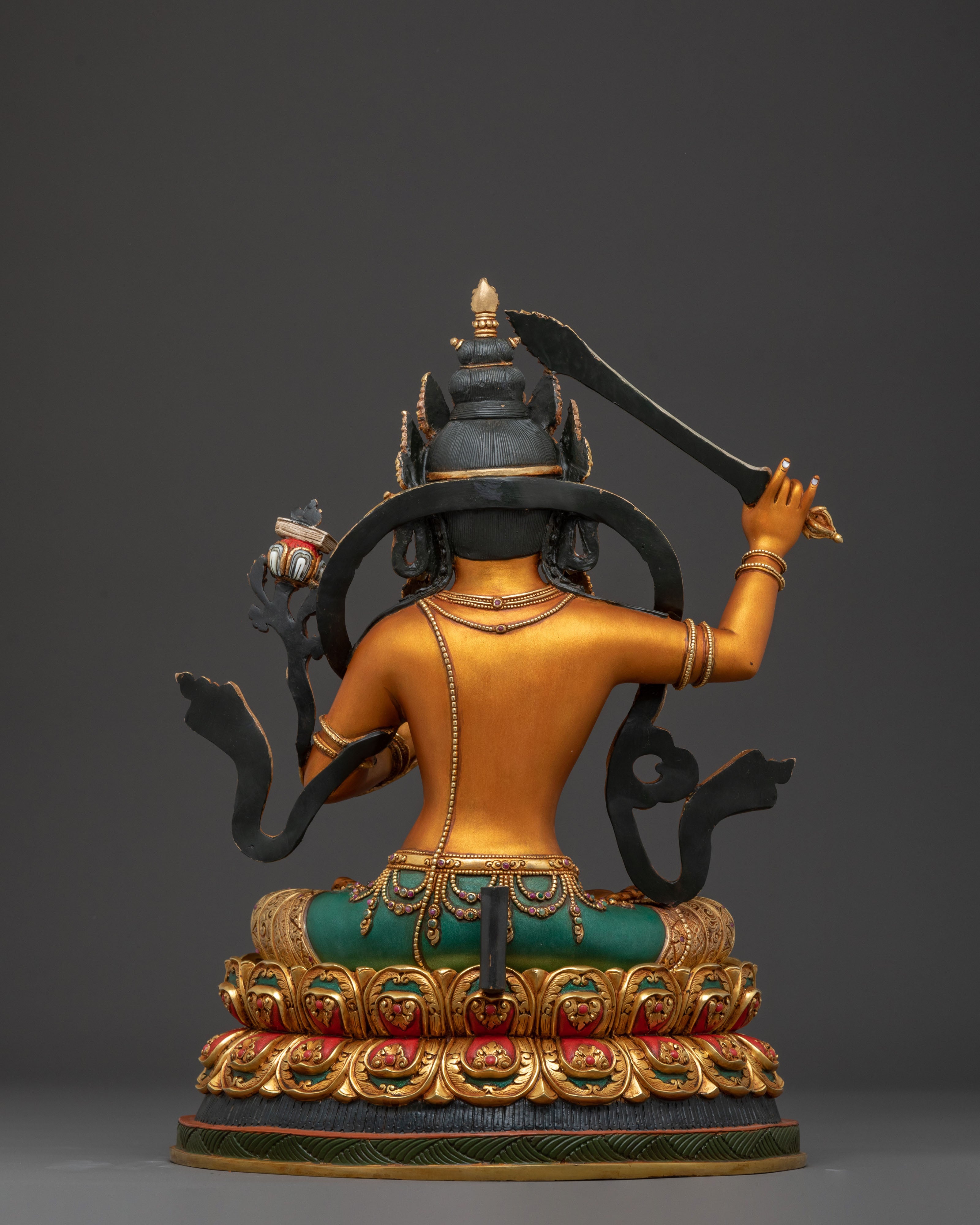 Golden Manjushri Statue: Flame of Wisdom