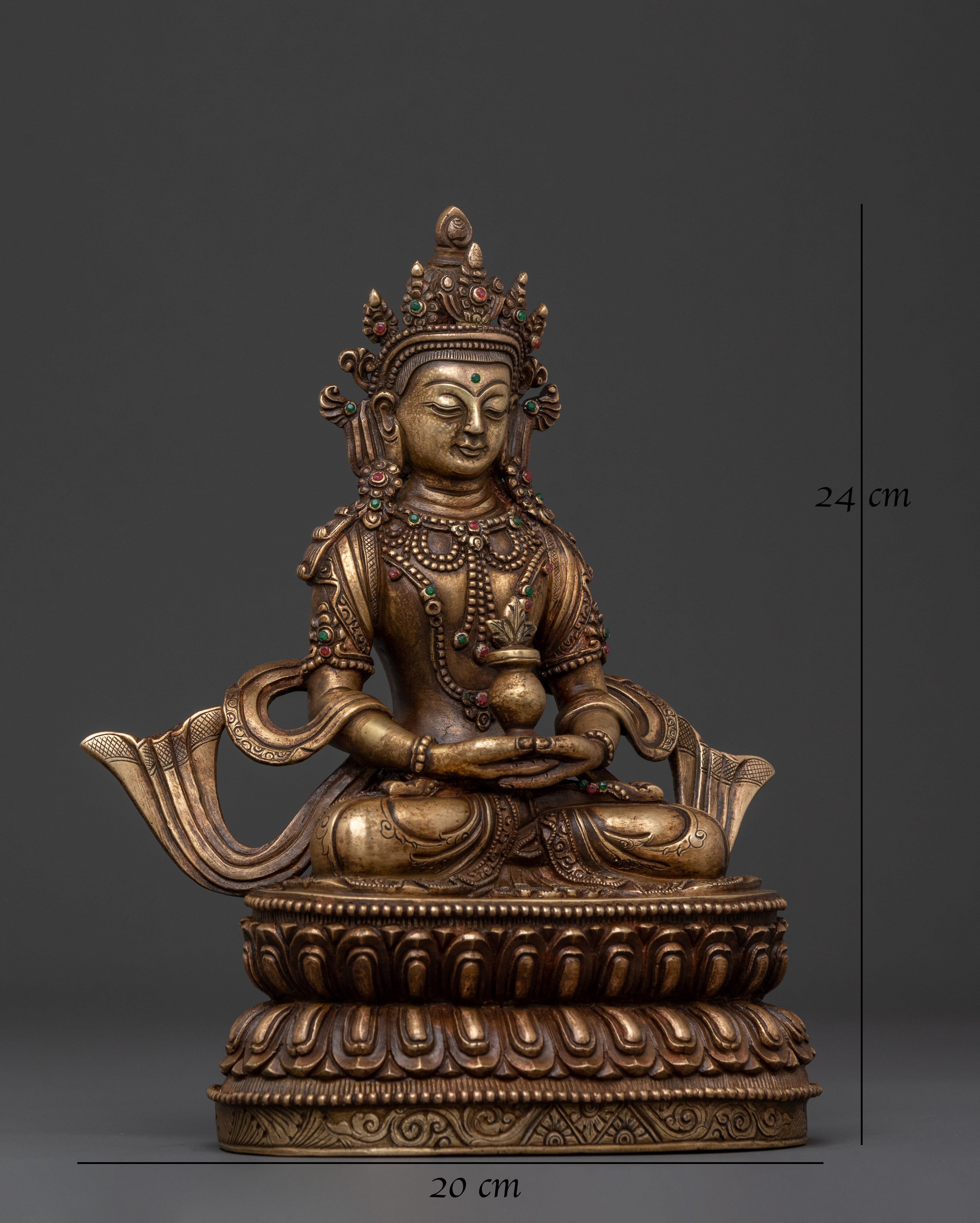 Amitayus Statue of Immortality | Bronze & Gemstone