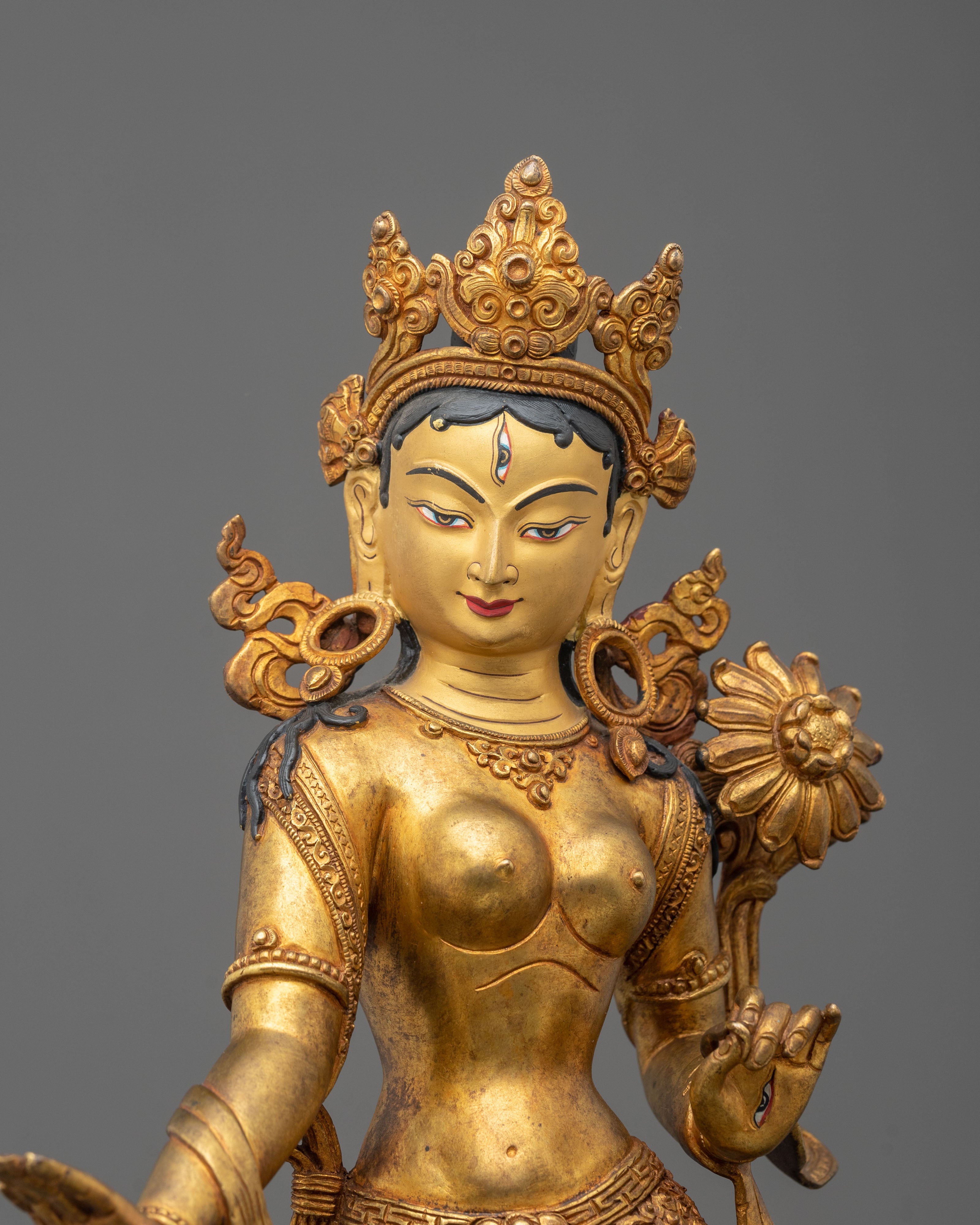 Radiant Handmade Standing Tara Sacred Sculpture