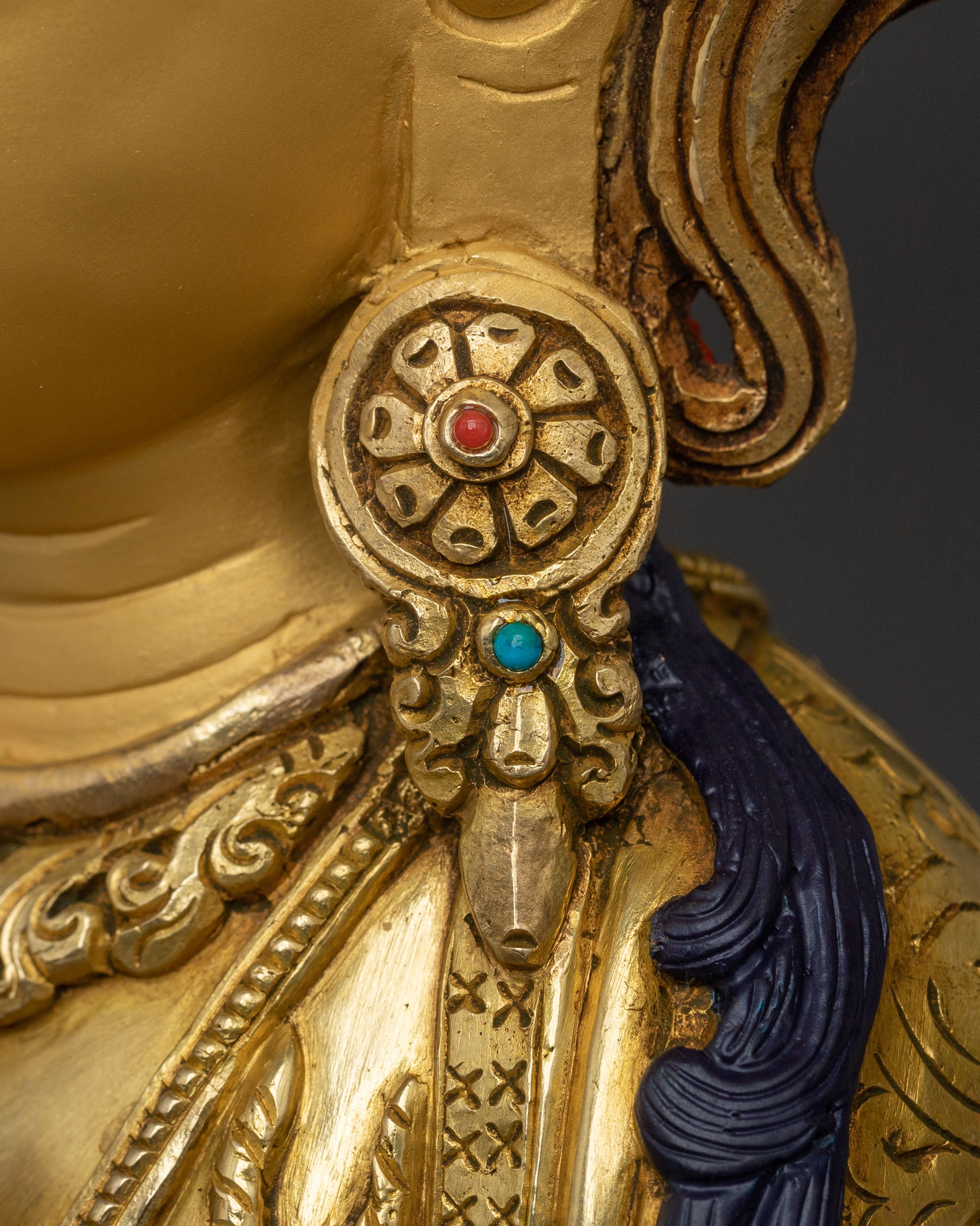 Handcrafted Chenrezig Traditional Statue: 24K Gold Gilded