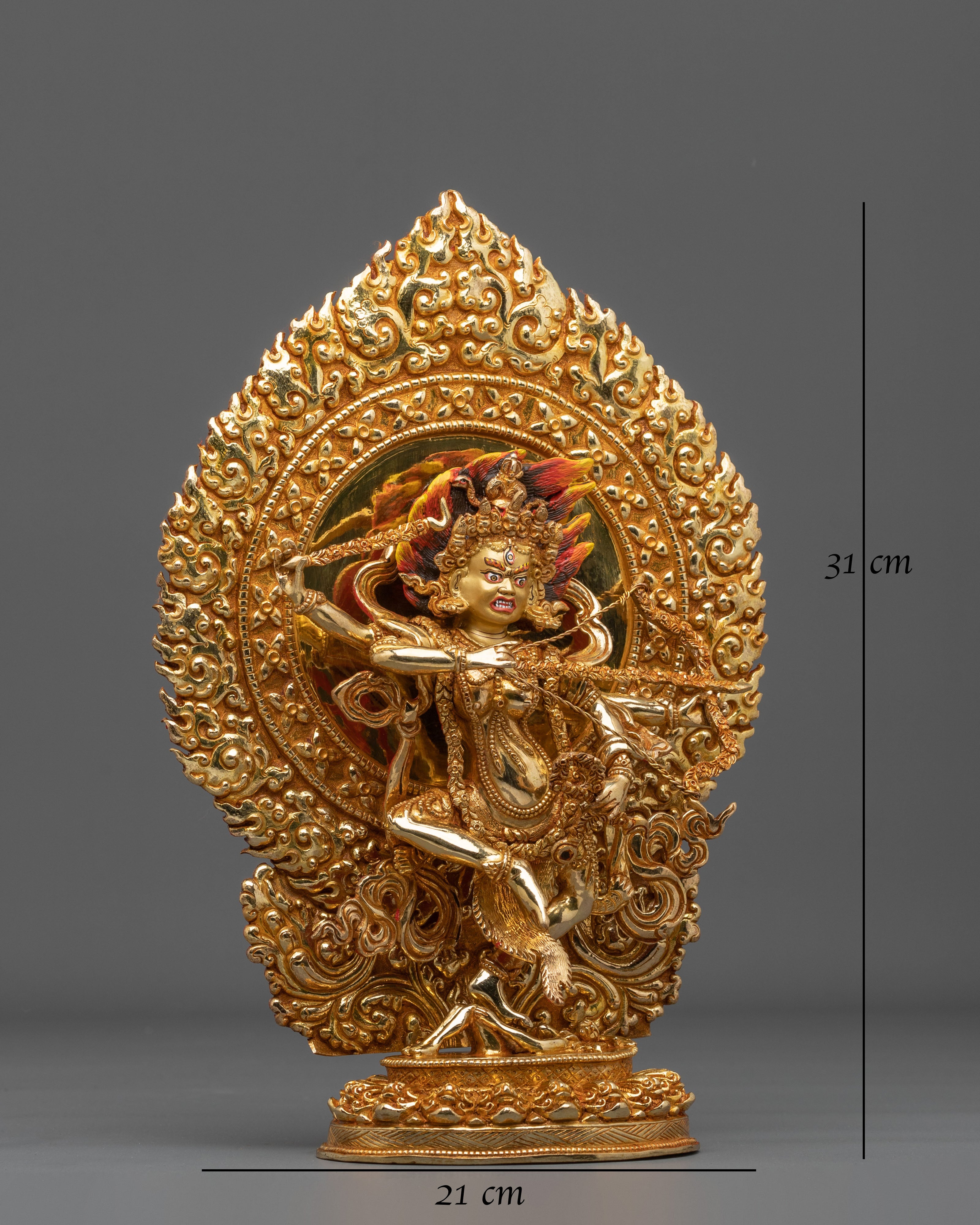 Handmade Kurukulla Red Tara Sculpture | 24K Gold Gilded