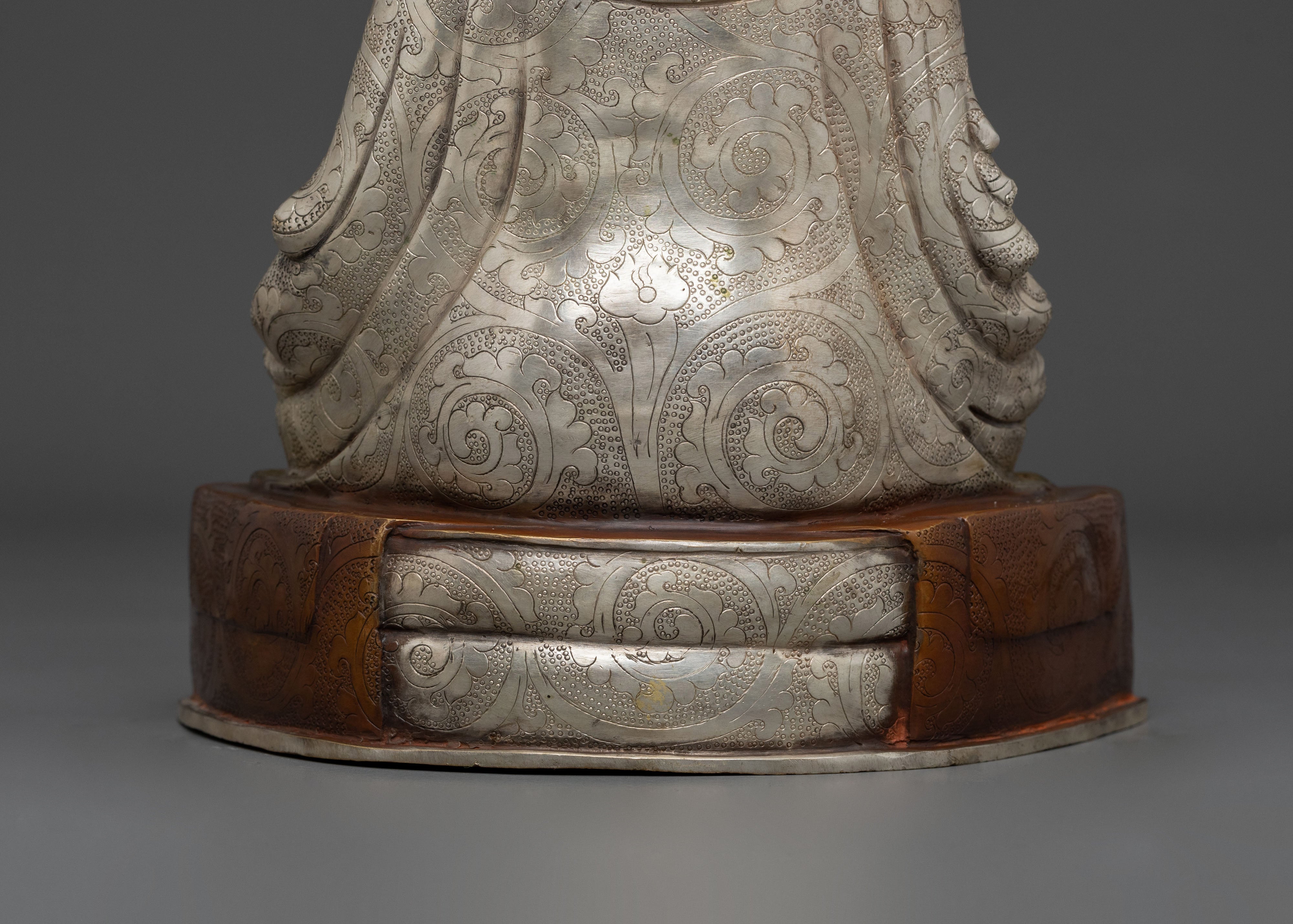 Buddhist Master Karmapa Sculpture: Handcrafted Gold and Silver Gilded Art