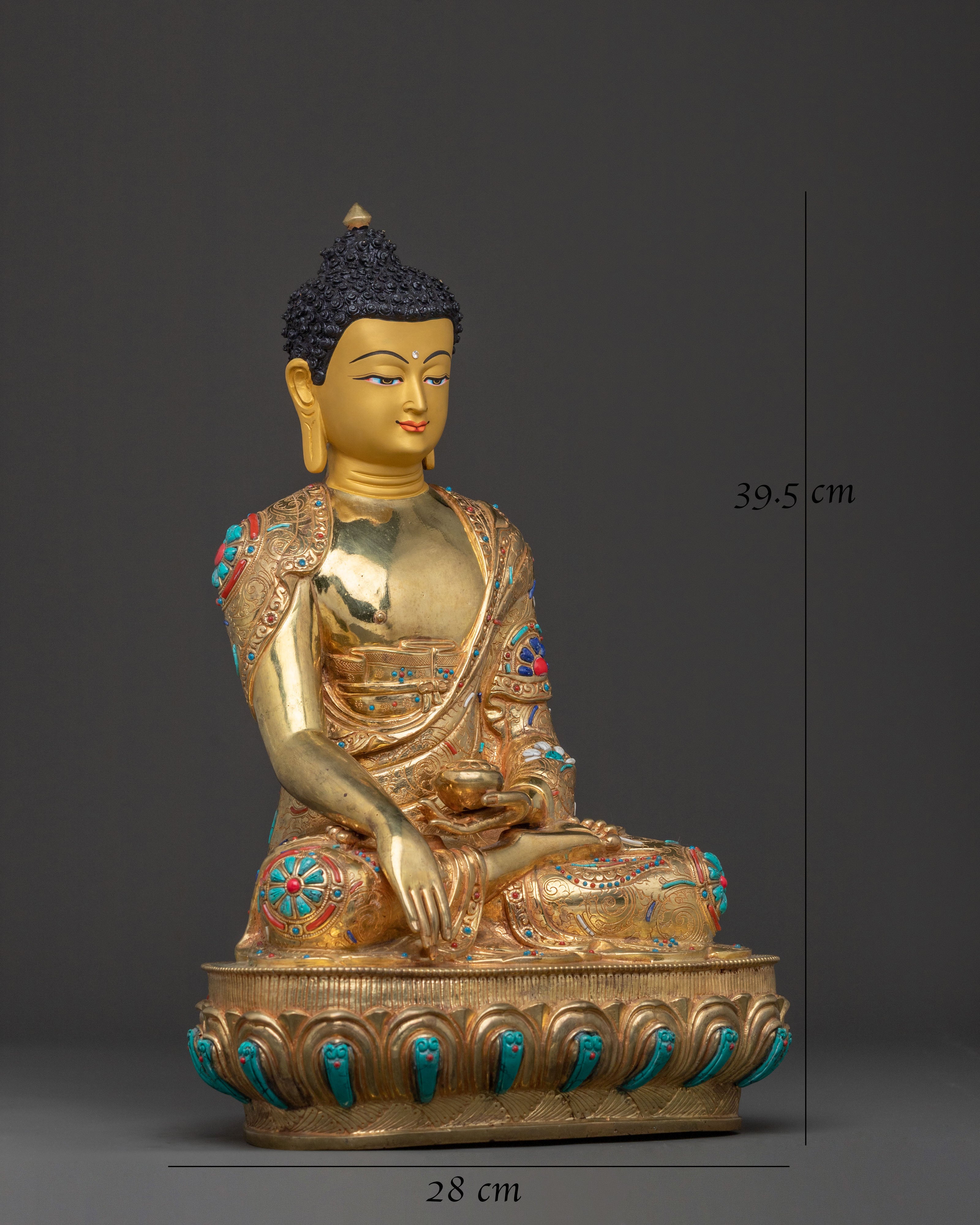 Shakyamuni Buddha: 24k Gold Gilded Figurine