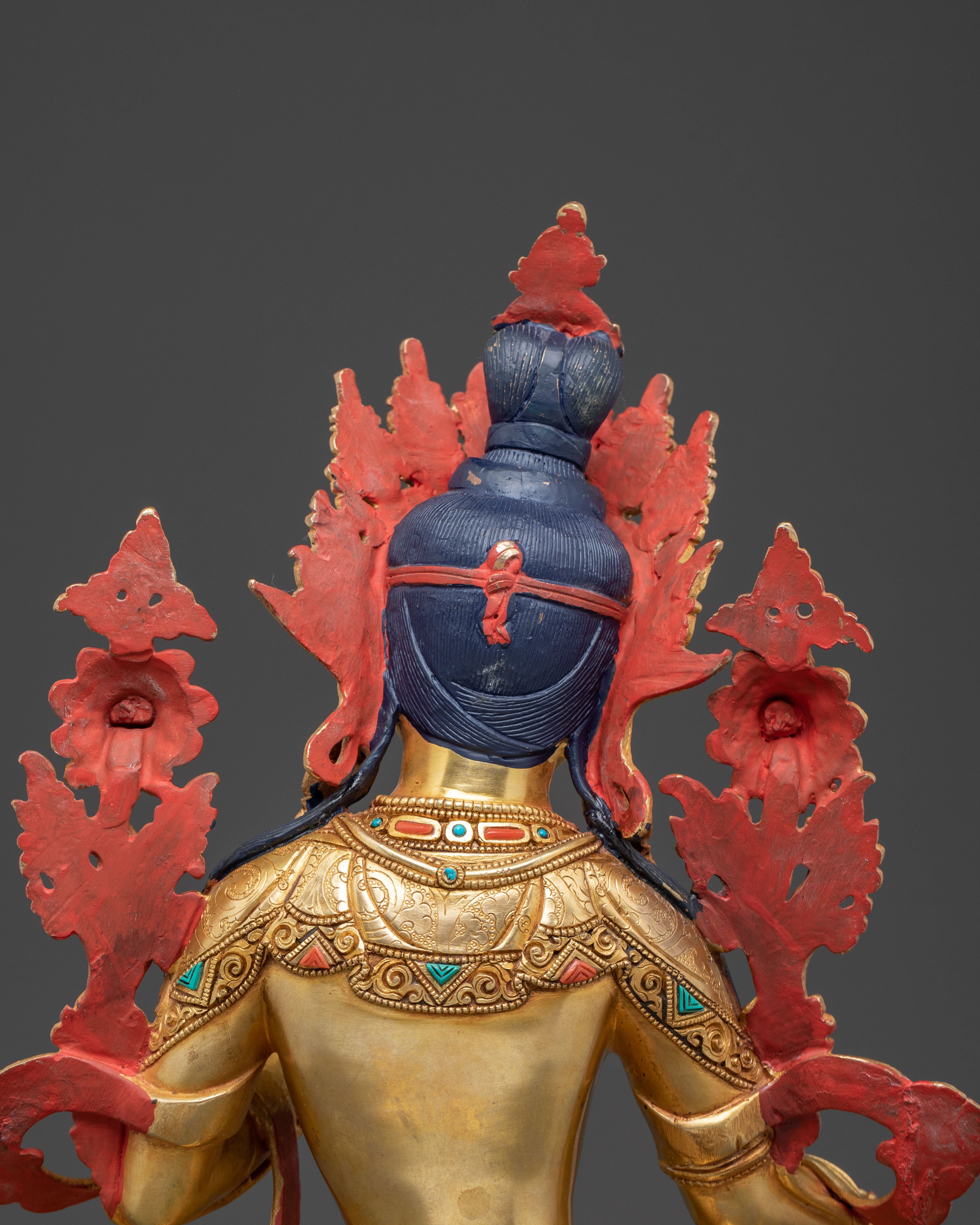 Green Tara Healing Statue: 24K Gold Gilded