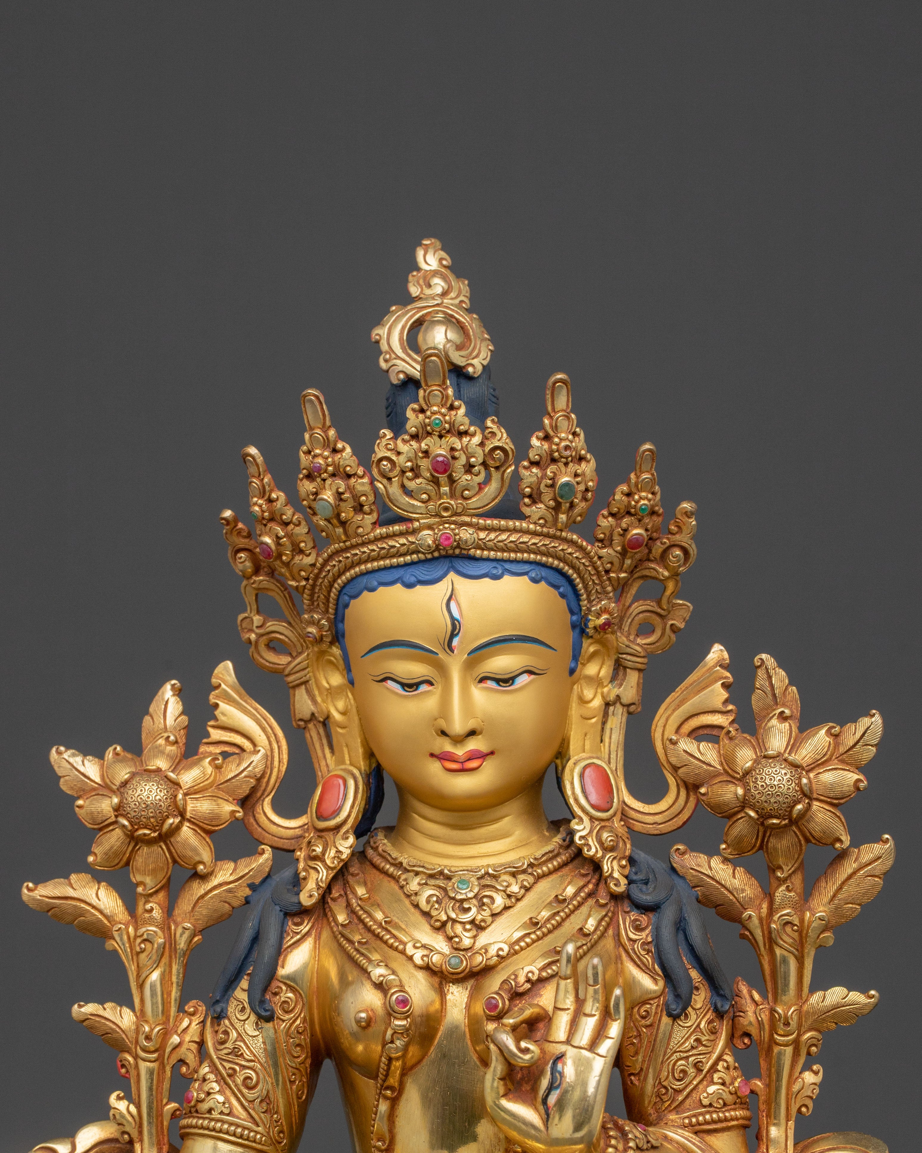 White Tara Spiritual Statue | 24K Gold Gilded Icon