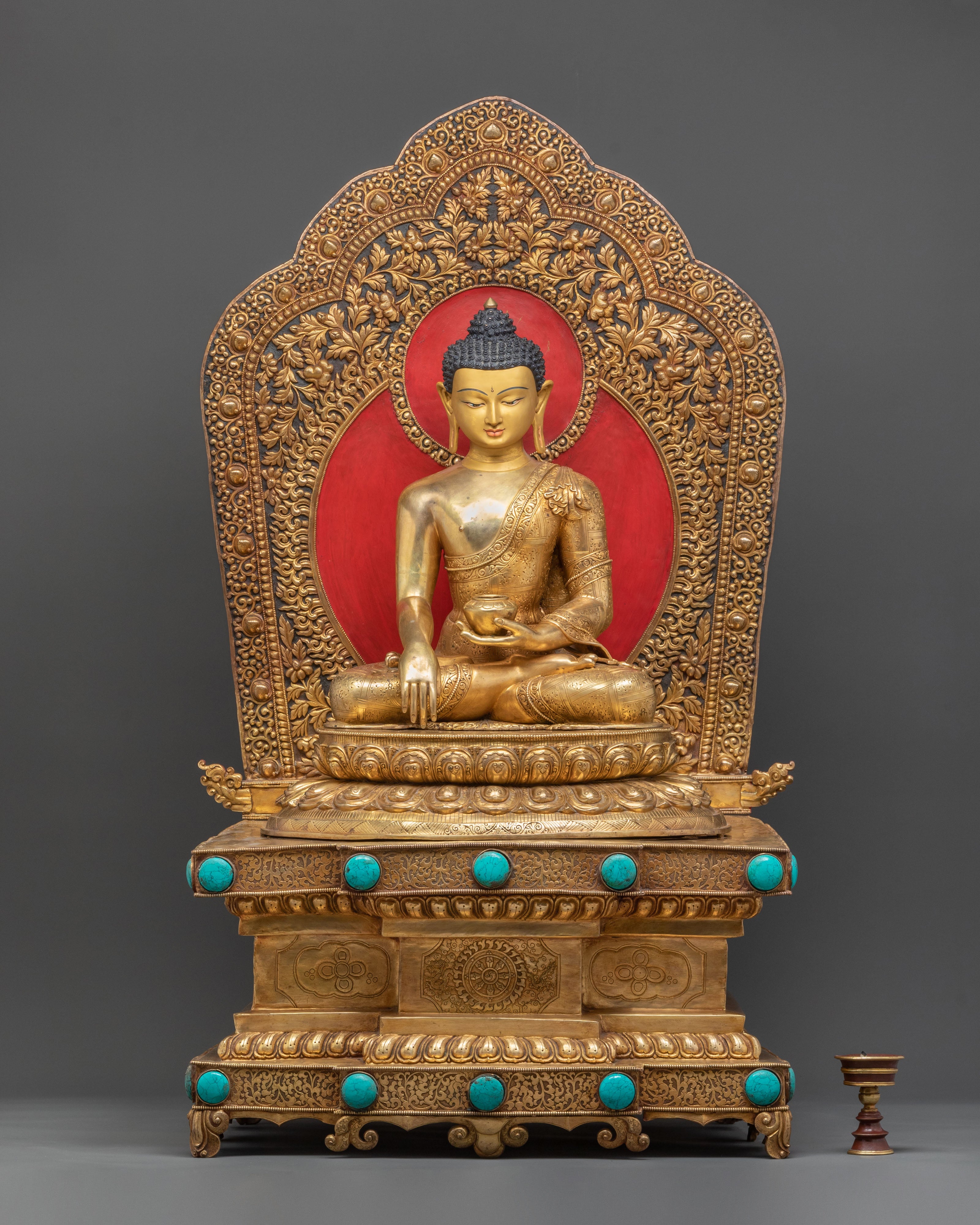 Shakyamuni Buddha Himalayan Statue Seated on a Throne