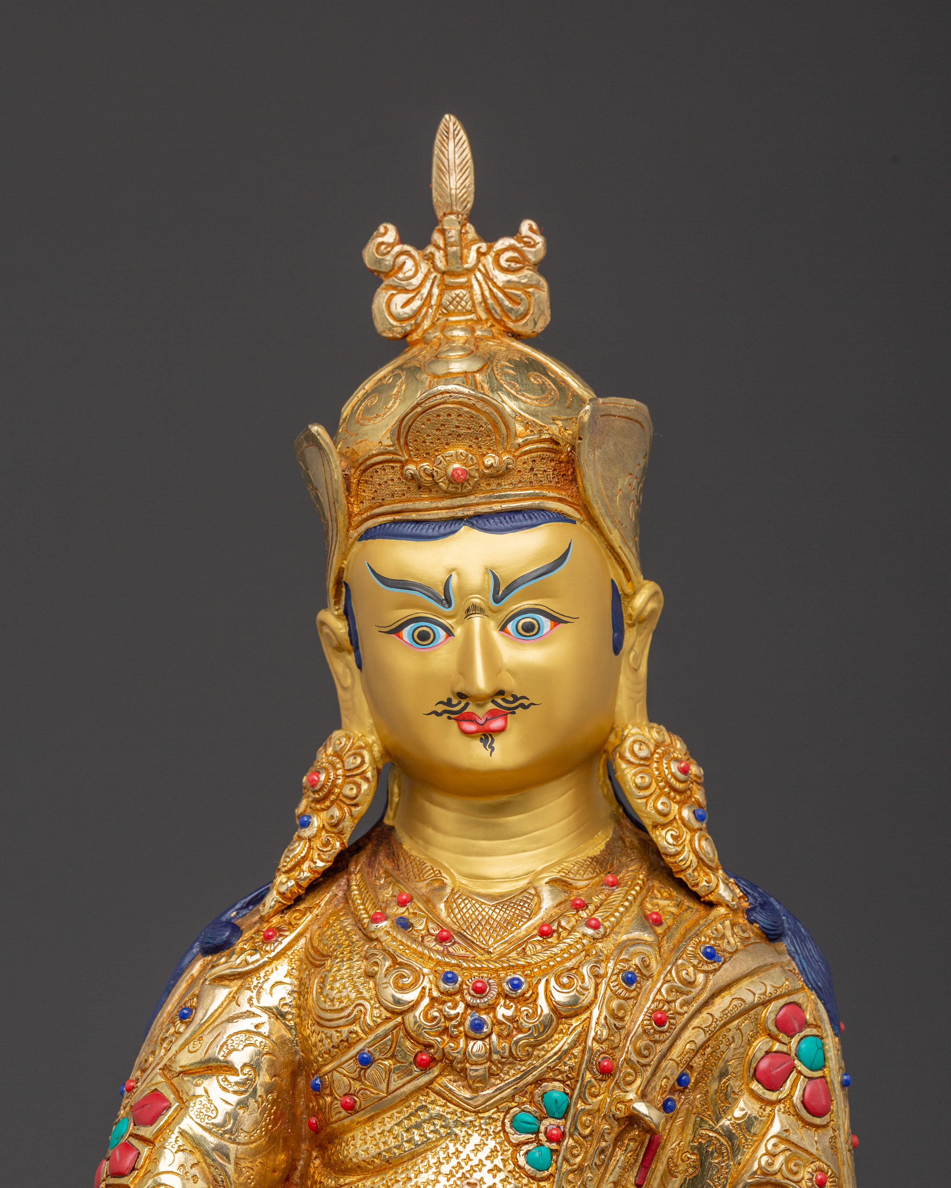 Padmasambhava Enlightened Guide Statue - Hand-Gilded Copper Statue