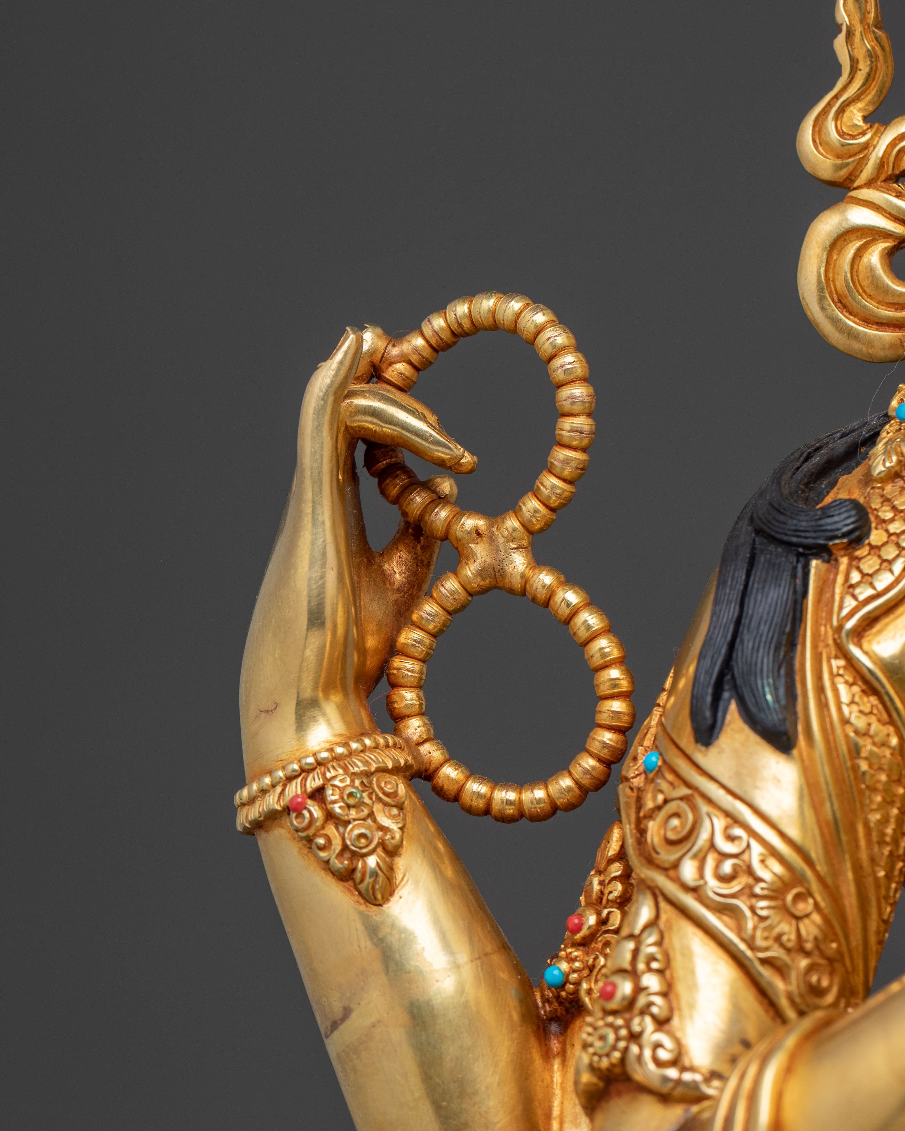 Chenrezig Handcrafted Golden Statue | Sacred Figure for Altar