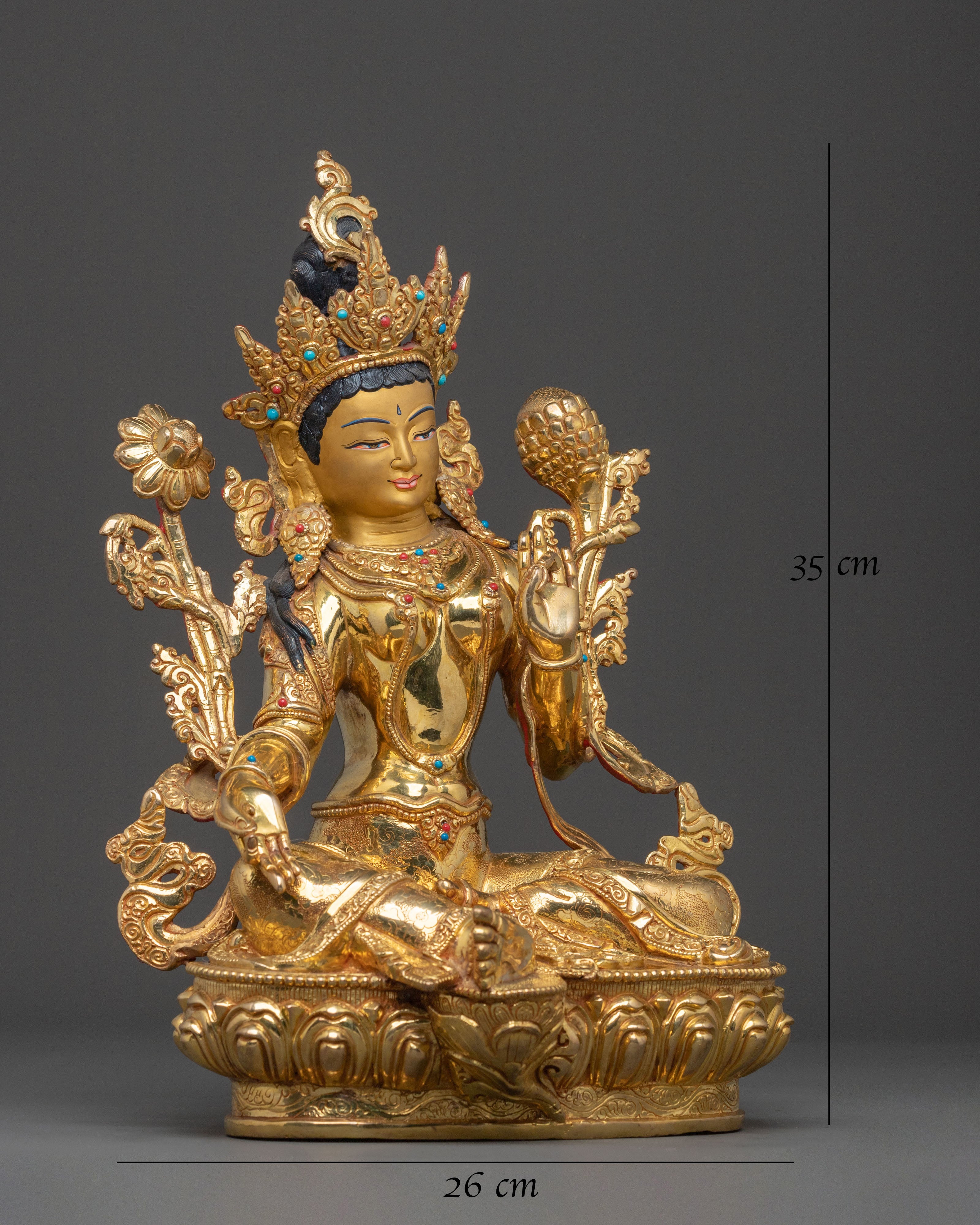 Green Tara Handcrafted Traditional Statue | Buddhist Decor