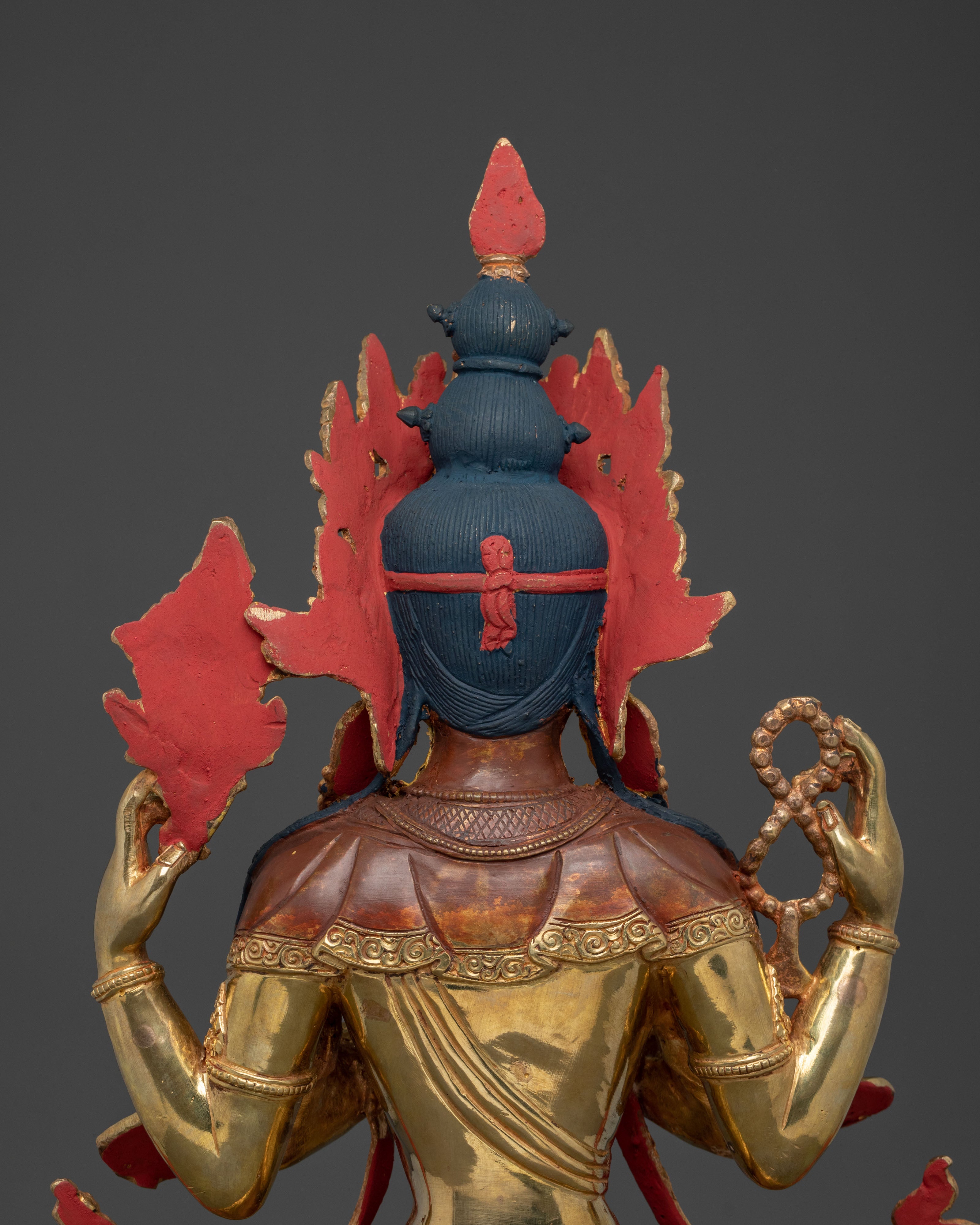 Chenrezig Fire Gold Gilded Sculpture | Altar Home Decor