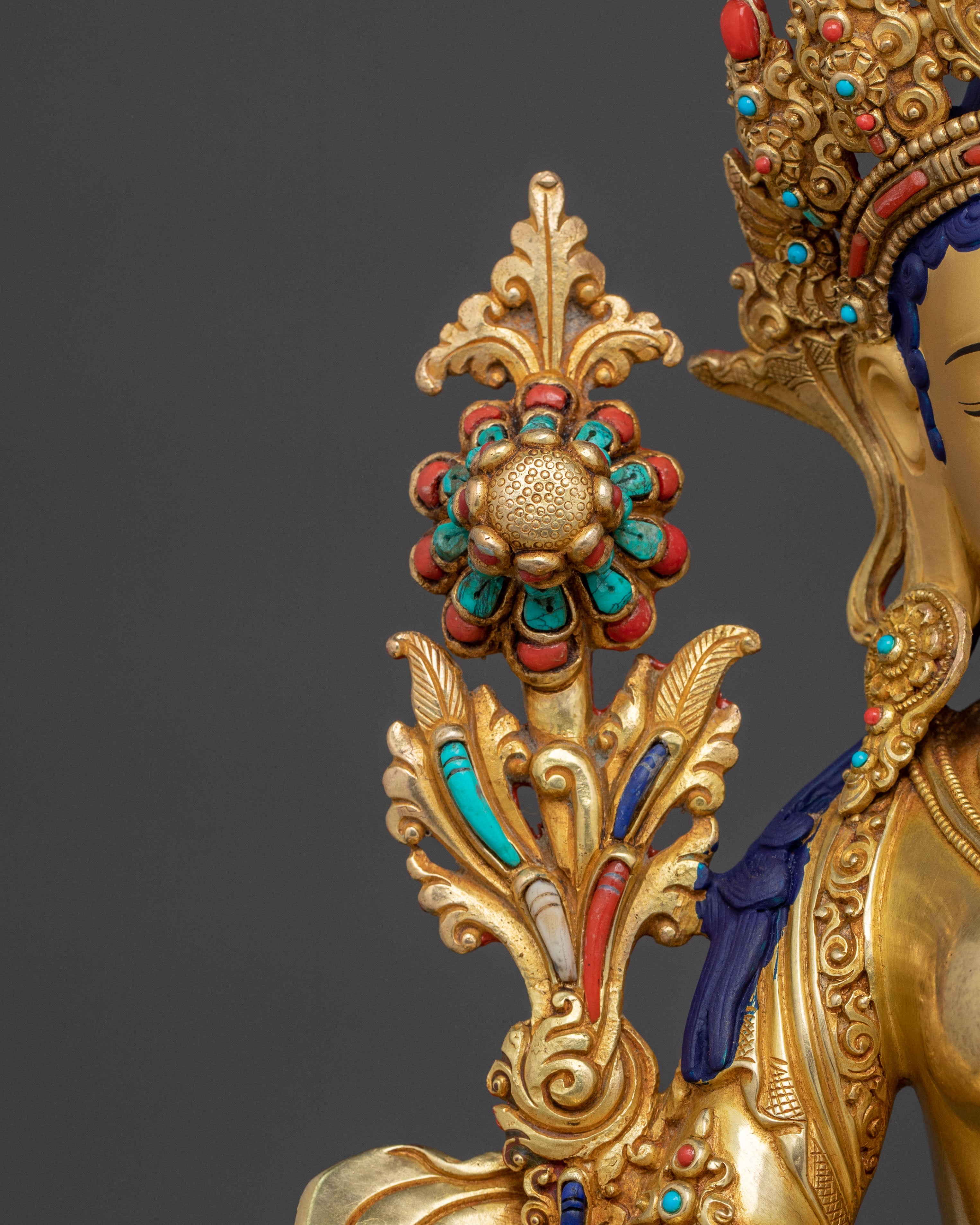 Seated Green Tara Goddess Sculpture | Compassion Goddess