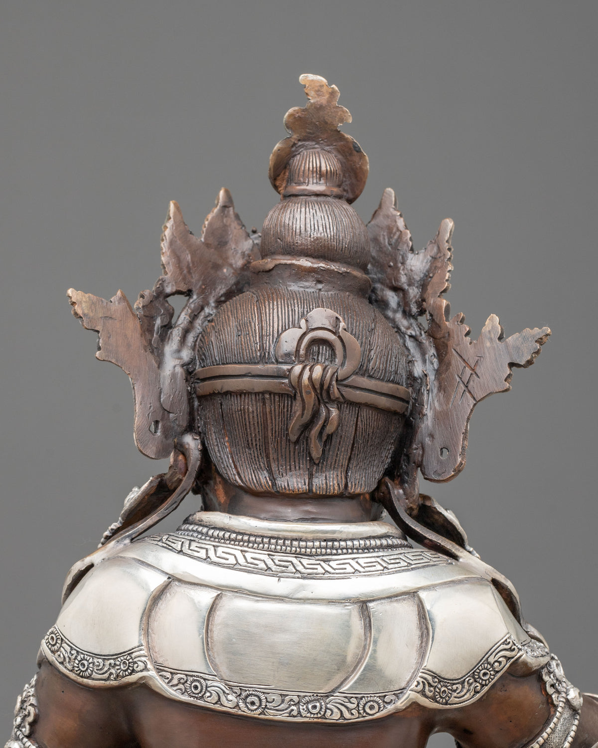 Dzambhala Oxidized Copper Statue with Silver Plating | Home Decor