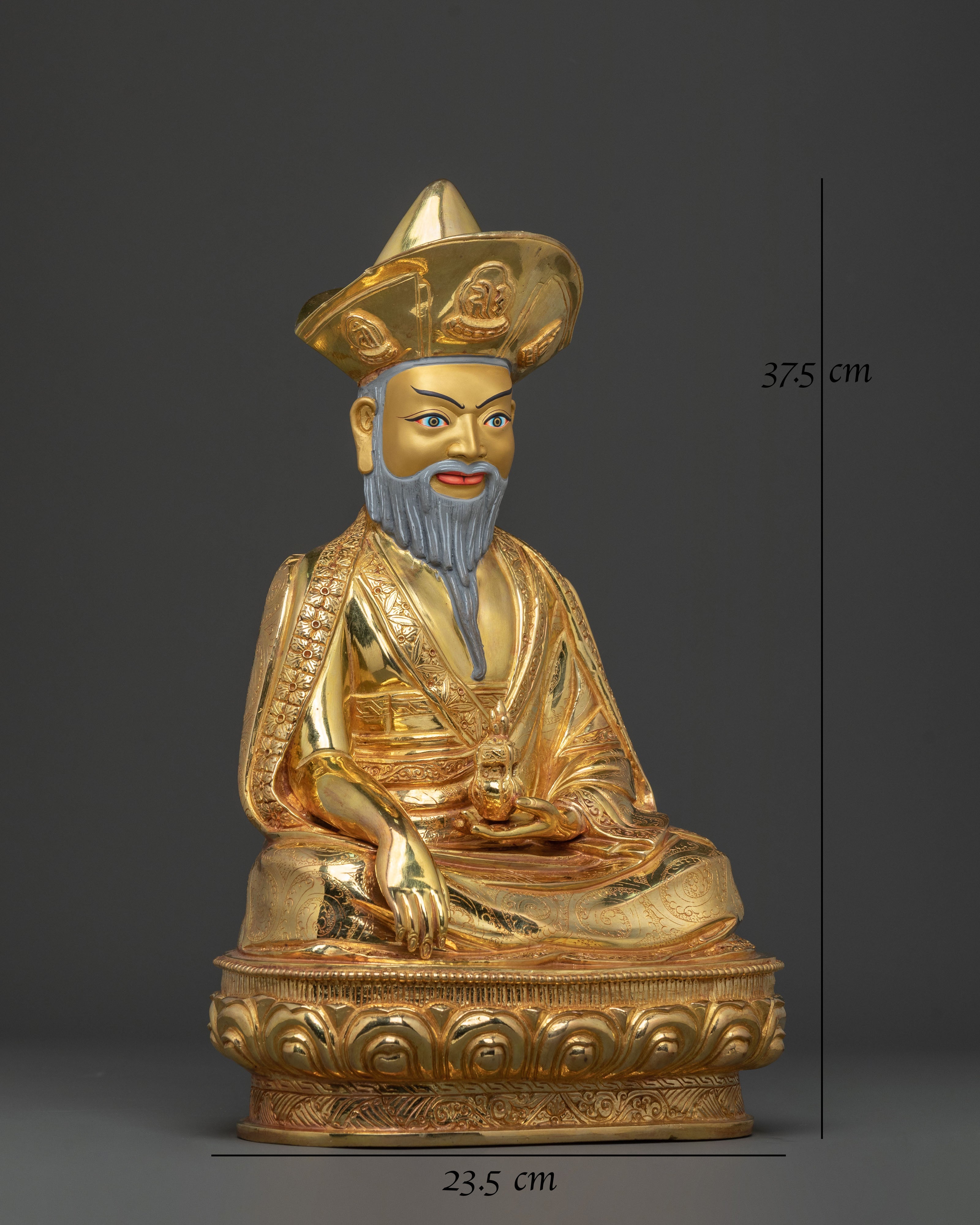 Enlightened Master: Guru Shapdum 24K Gold Gilded Statue