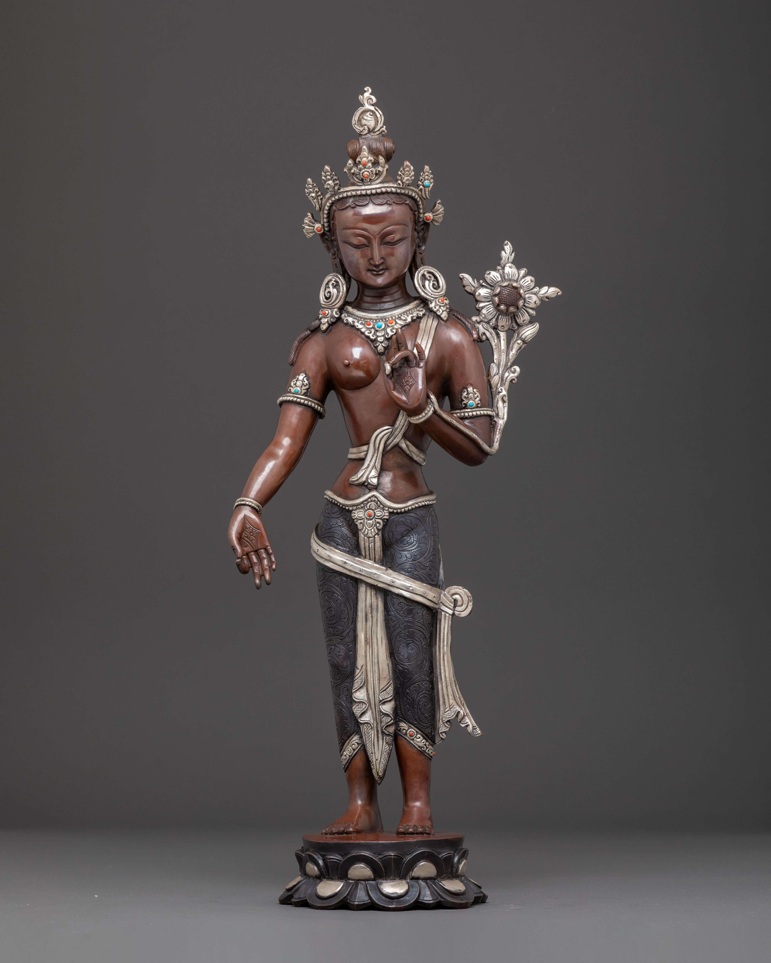 Standing Green Tara Sculpture | Traditional Tibetan Art