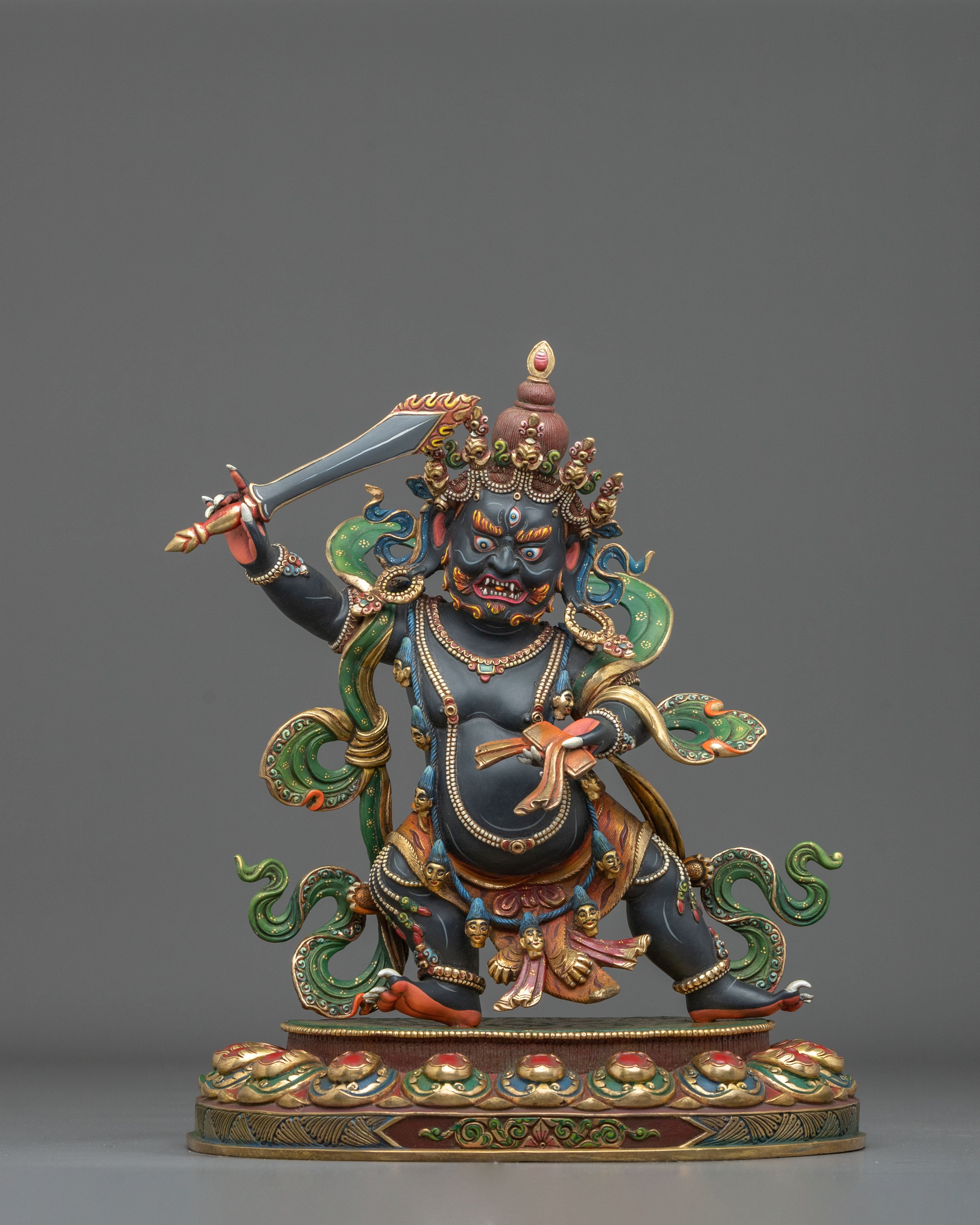 Black Manjushri Copper Statue | Wisdom Deity Buddhist Sculpture