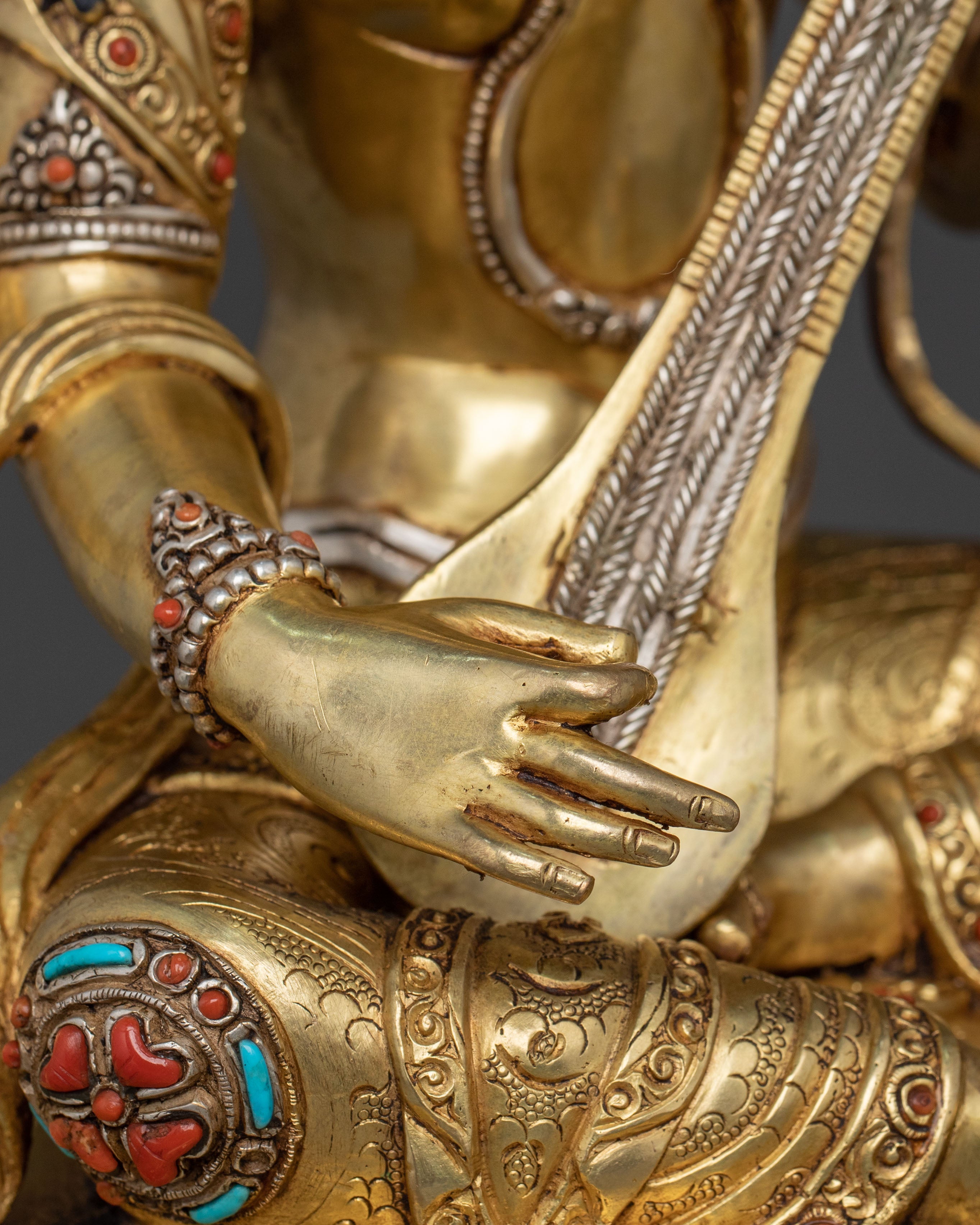 Saraswati Statue | 24K Gold Gilded Goddess of Wisdom