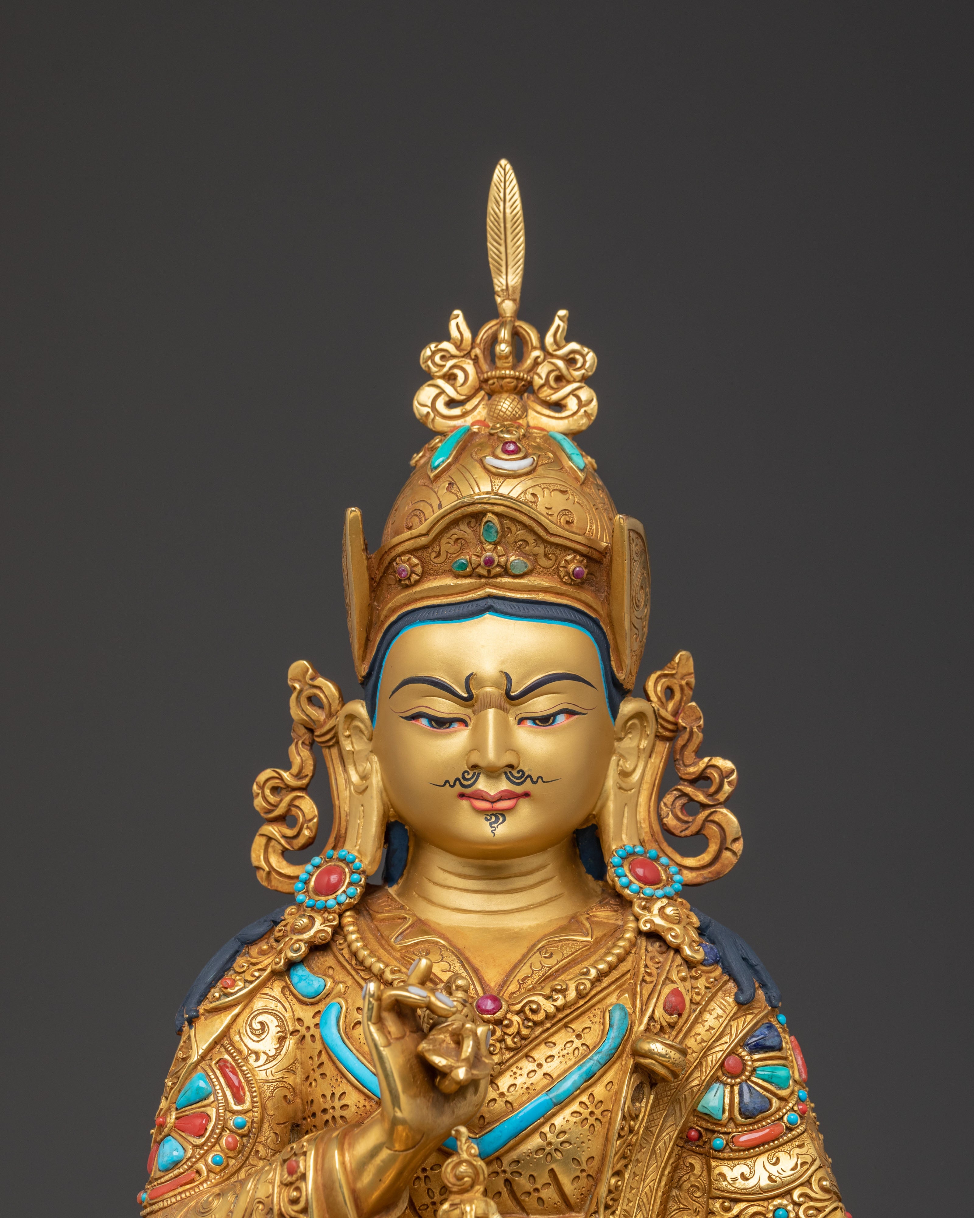 Guru Tsokye Dorje Spiritual Statue | 24k Gold Gilded Figure