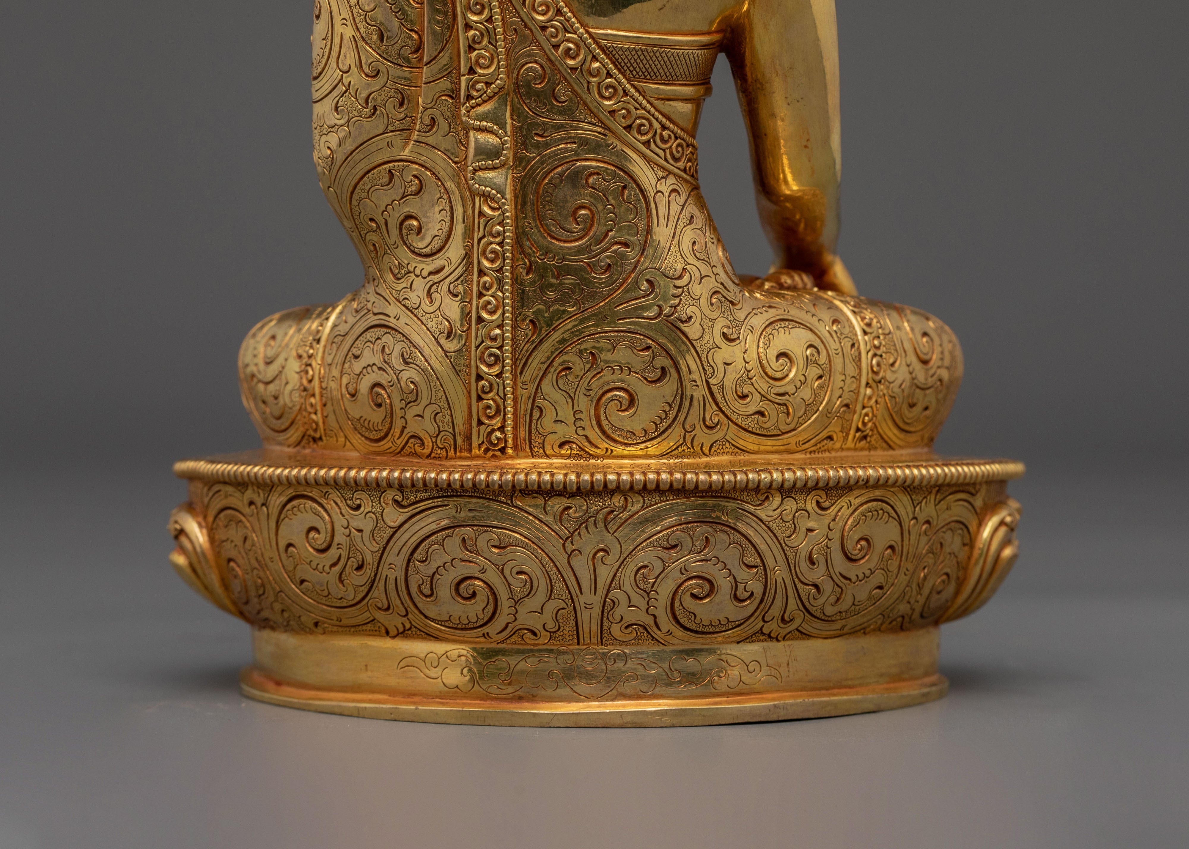 Complete Altar Set of Three Buddhas in Radiant 24K Gold