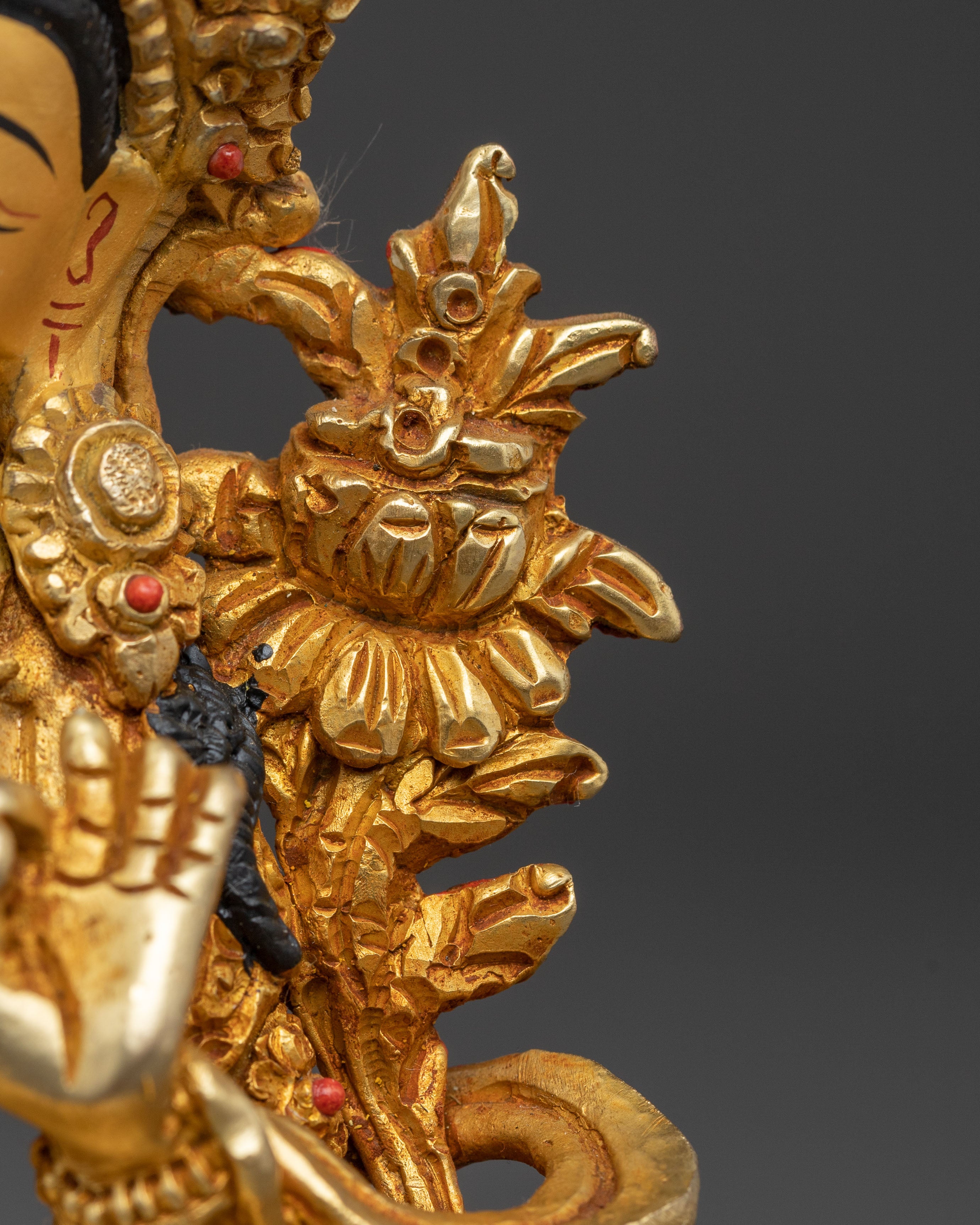 Bodhisatttva Manjushri Handcrafted Statue | 24k Gold Gilded Himalayan Sculpture