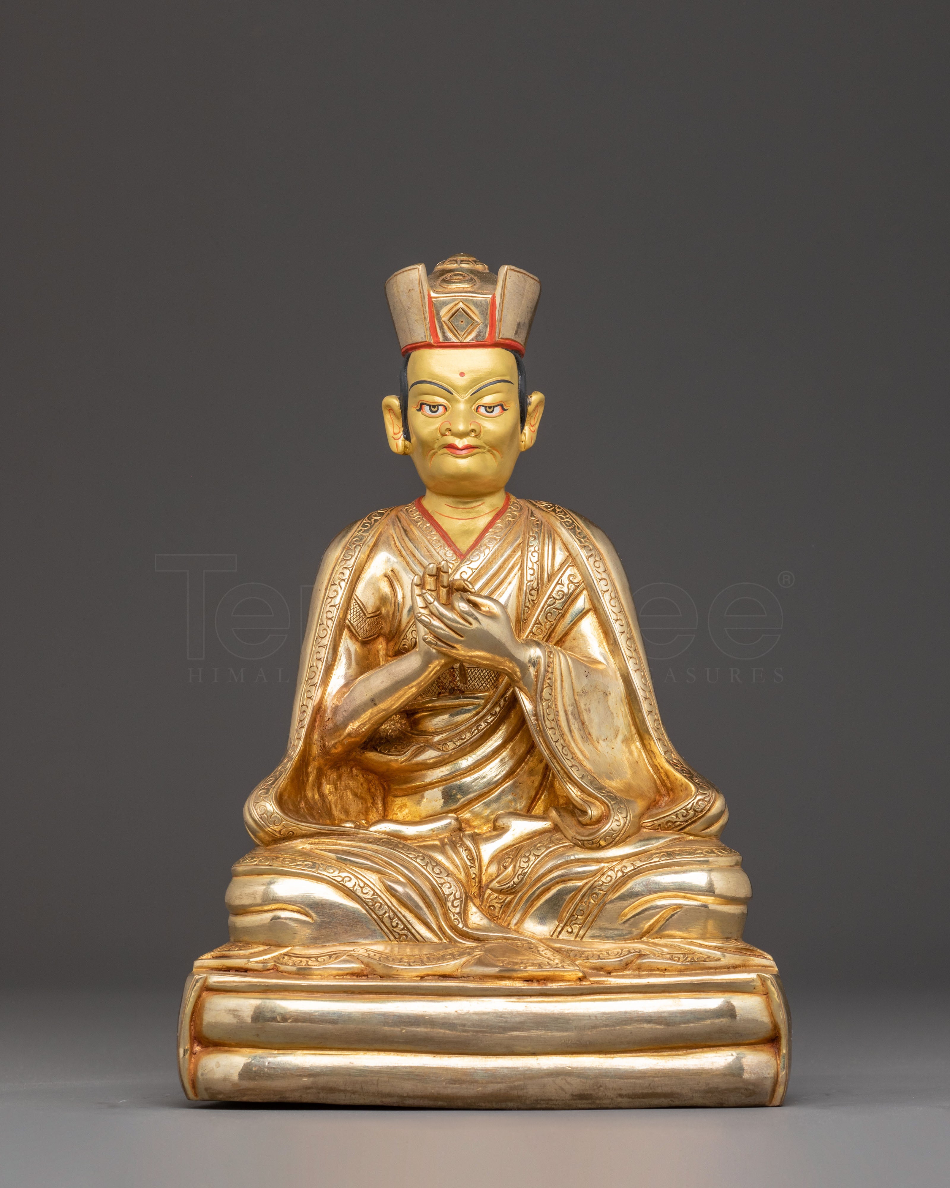 Handmade Karmapa Copper Body Statue | Gilded in 24K Gold