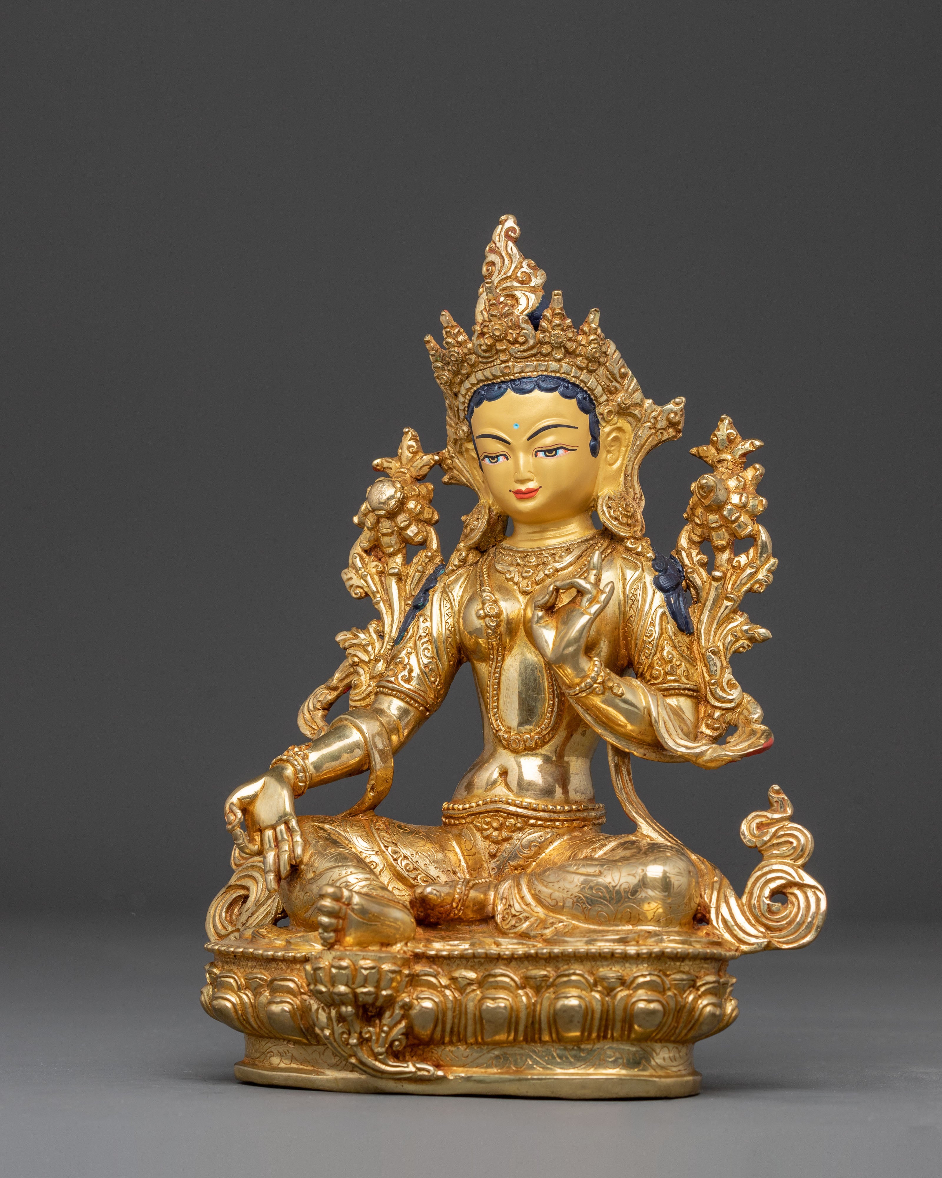 Mother Green Tara Copper Handmade Sculpture | Traditional Buddhist Art