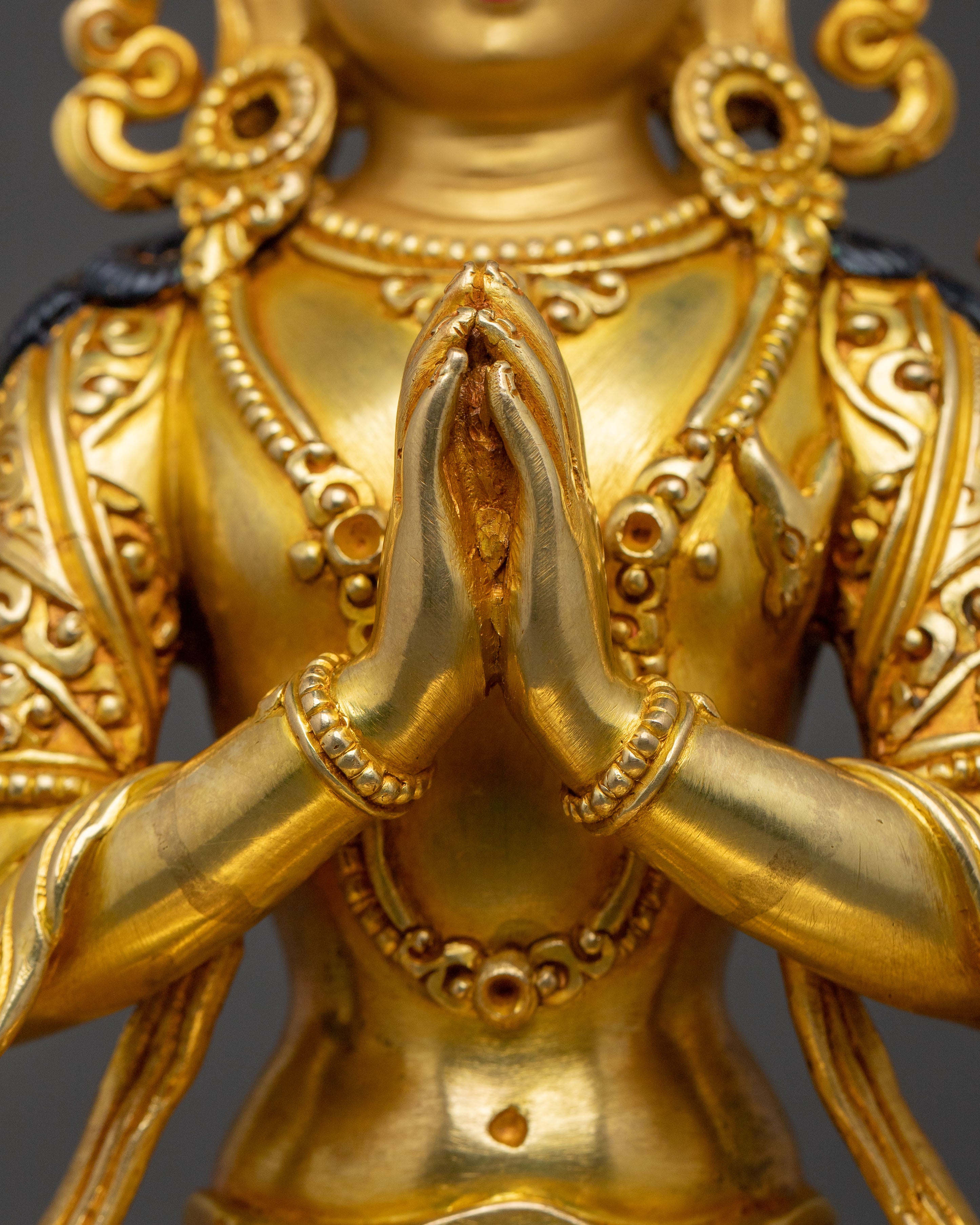 Sacred Chenrezig Four Armed Compassion Statue | 24K Gold Gilded