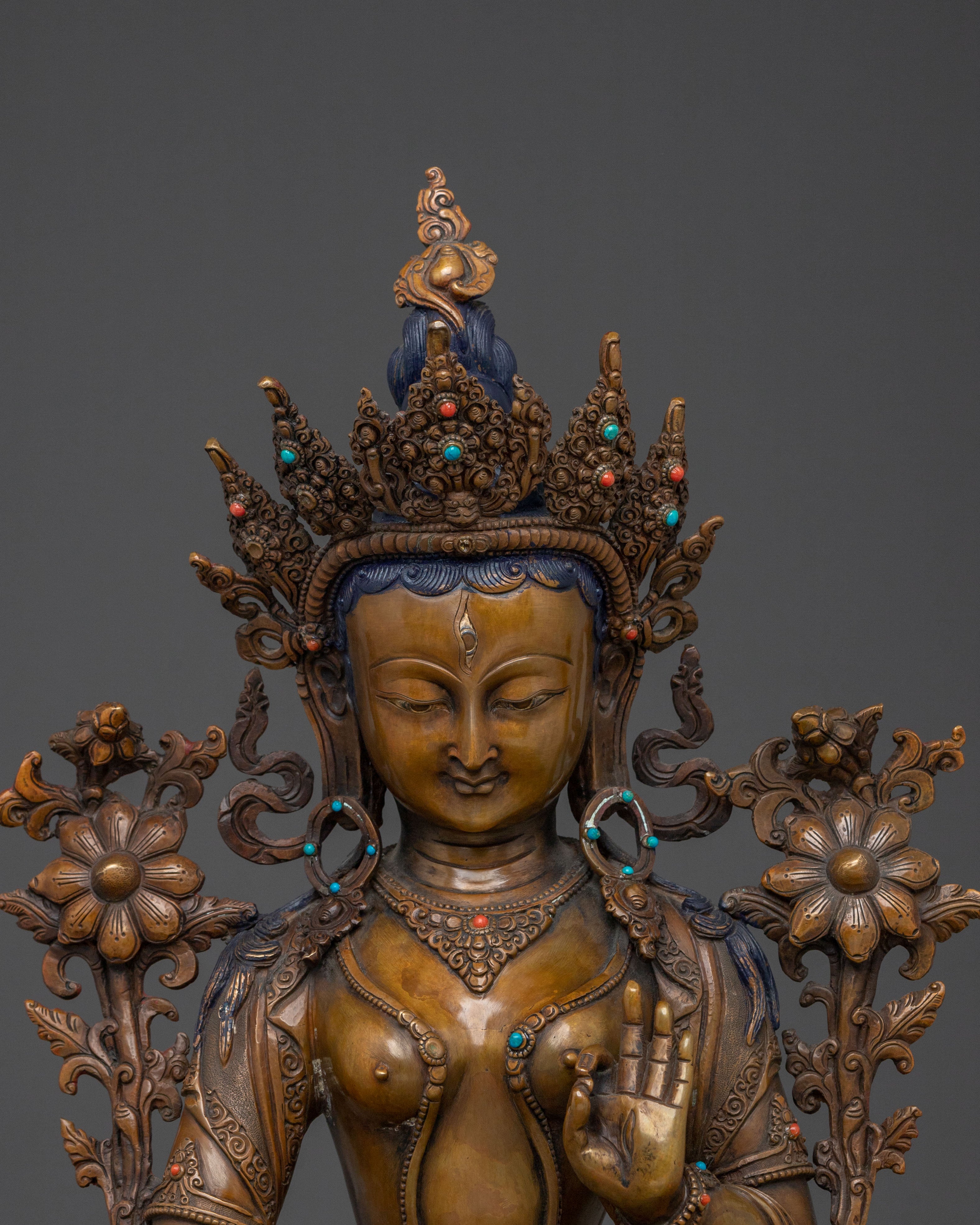 Guardian White Tara Spiritual Statue | Oxidized Copper Art