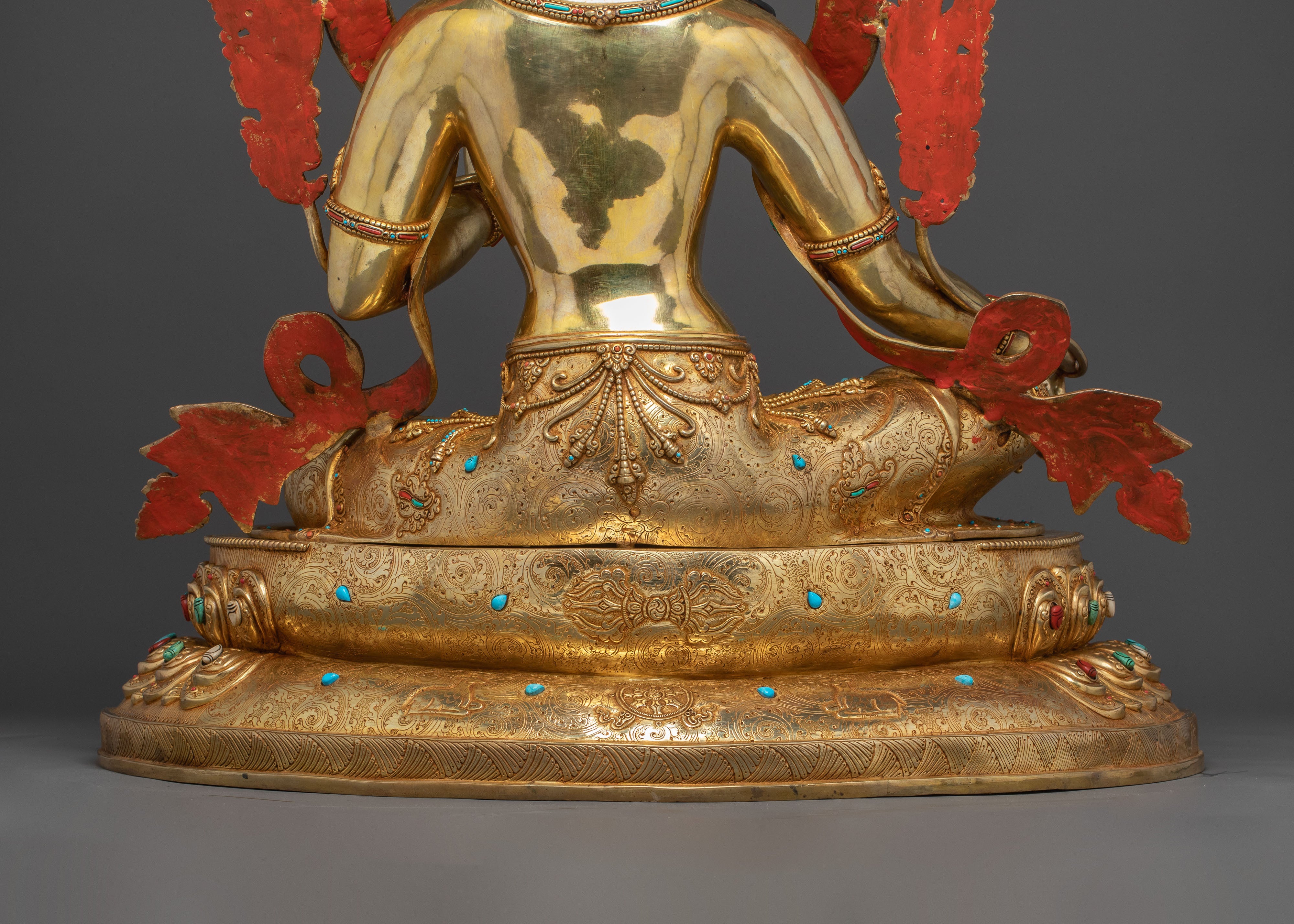 Life Size Green Tara Statue - 24K Gold Gilded